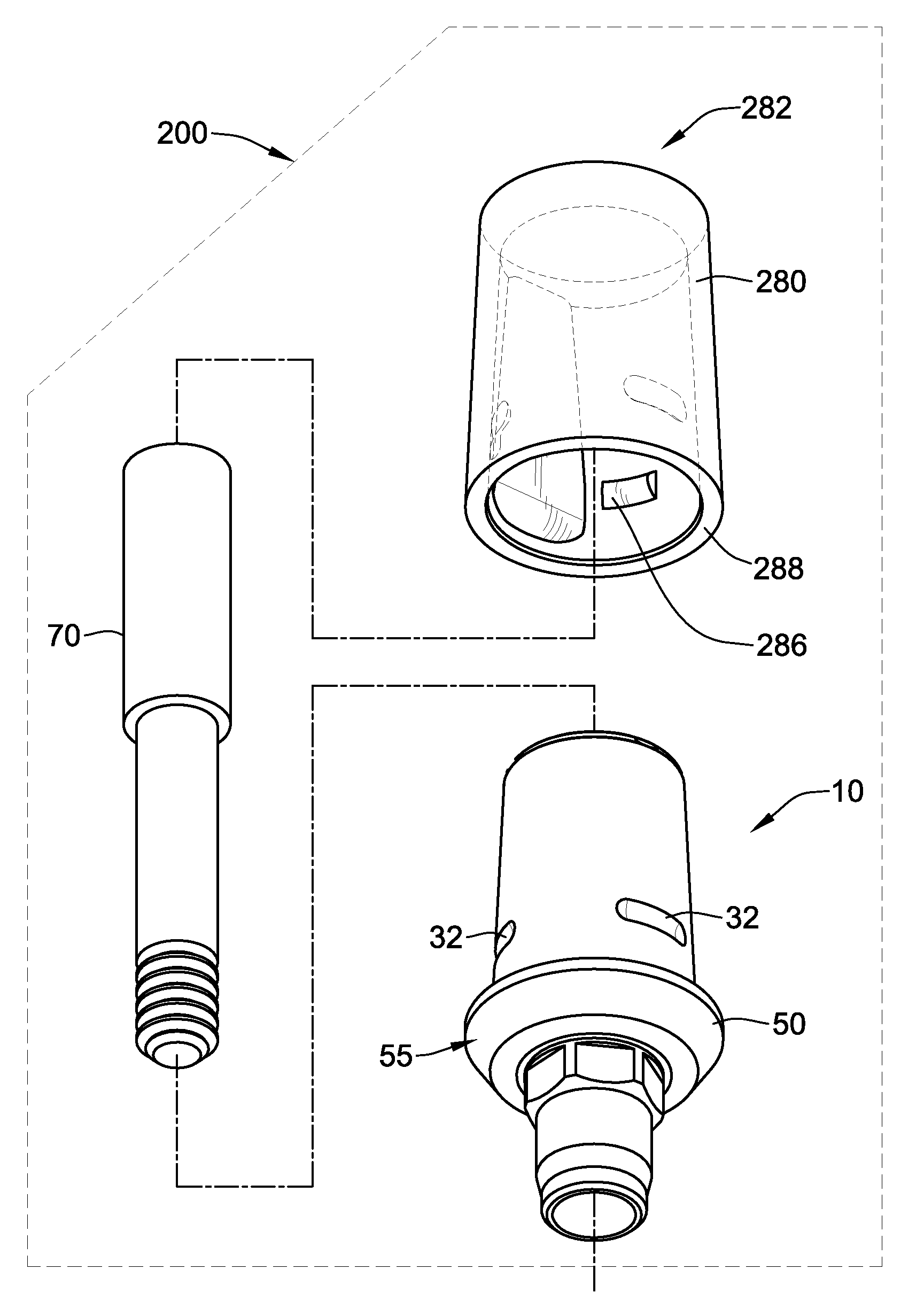 Temporary abutment with combination of scanning features and provisionalization features