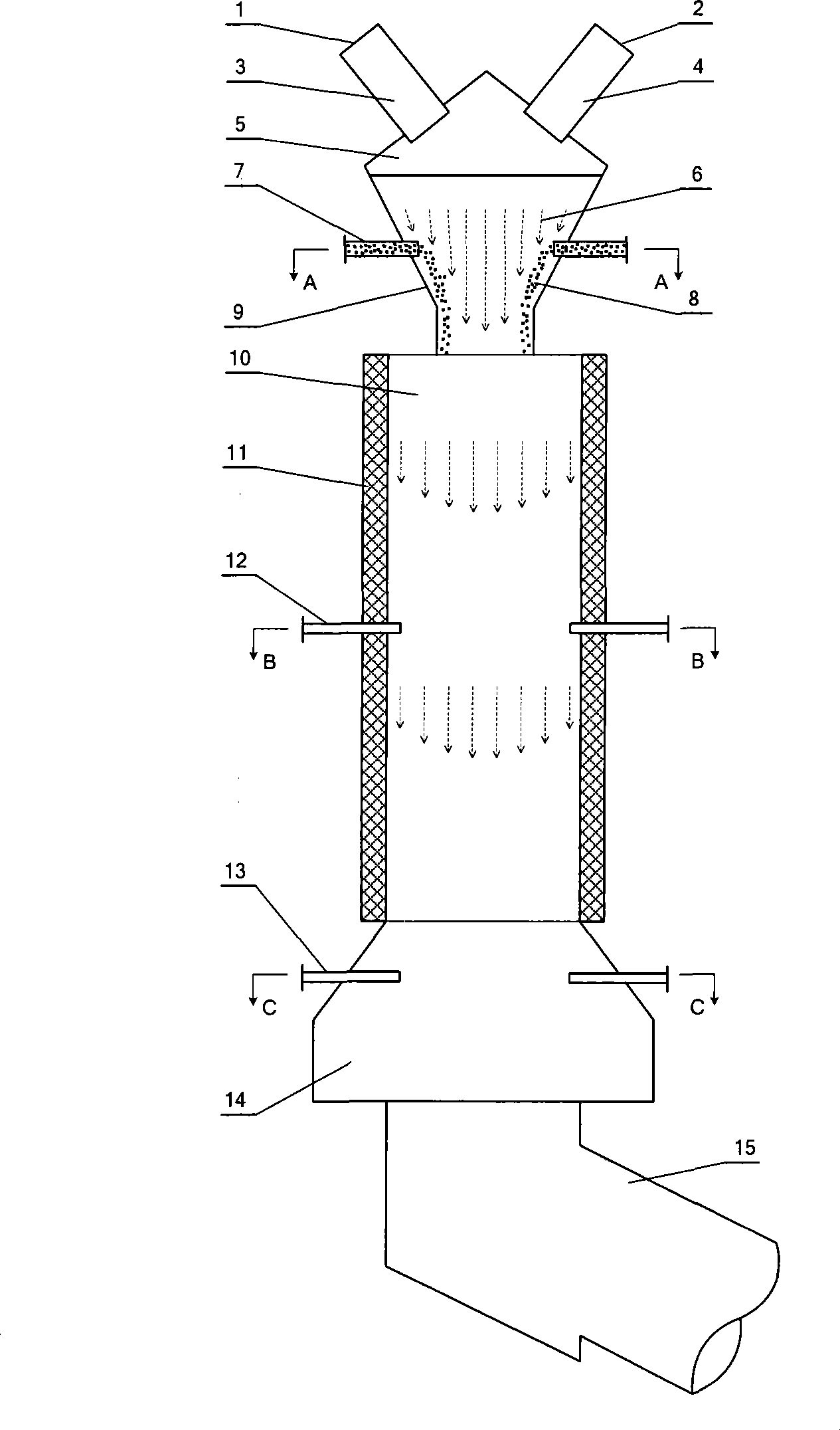 Plasma coal cracking reaction apparatus relating to flow screening component