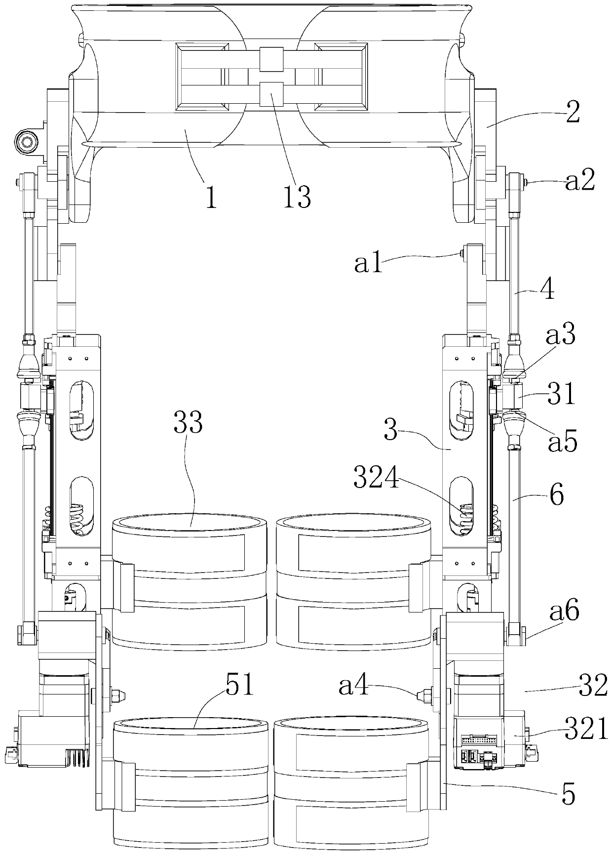 Wearable assistance device for hip joints and knee joints of lower limbs