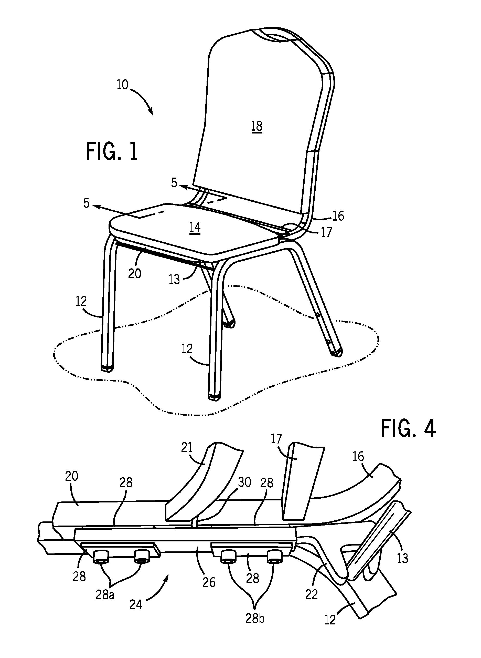 Stackable chair with flexible back