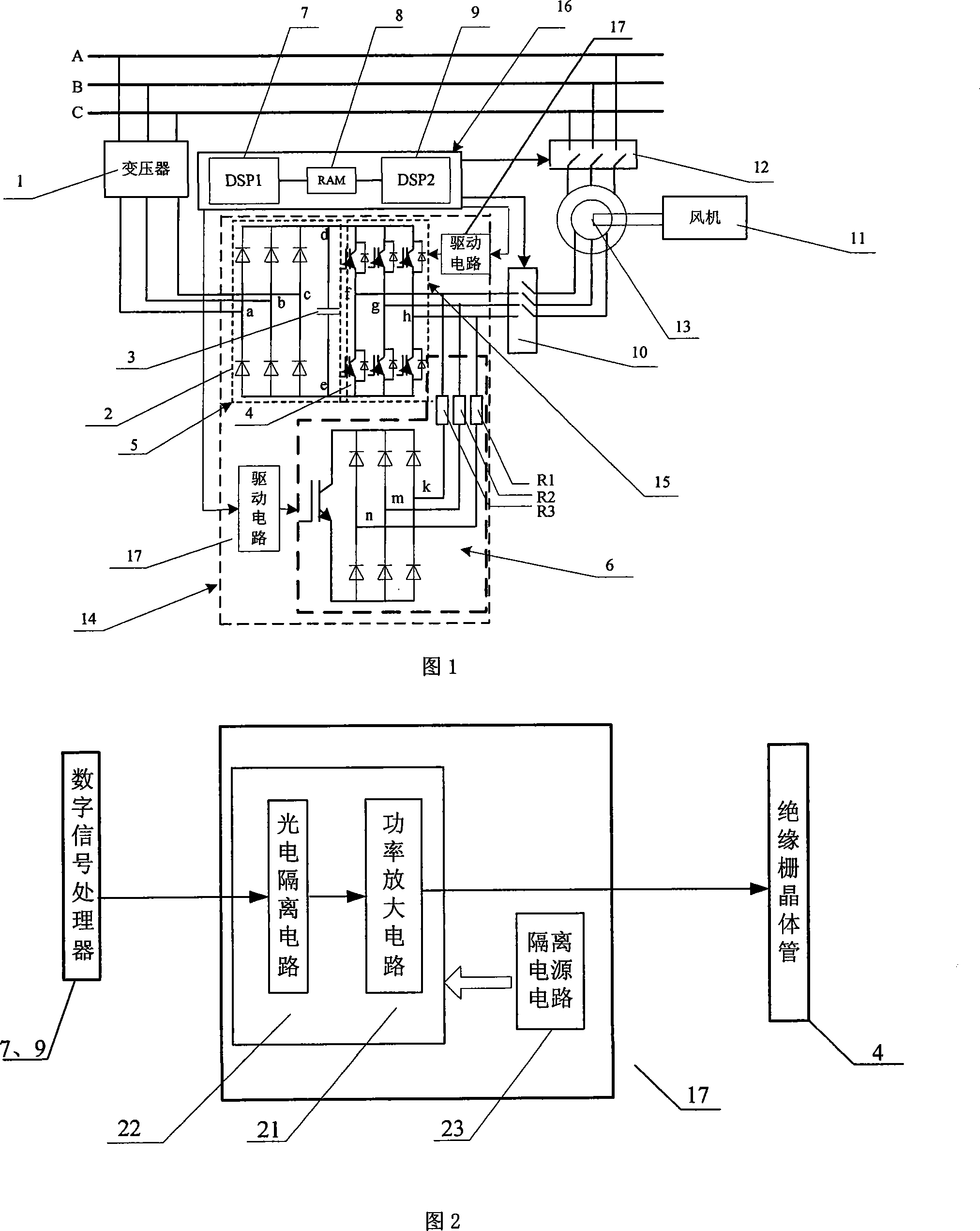 Excitation circuit for dual feedback asynchronous wind force generator unit