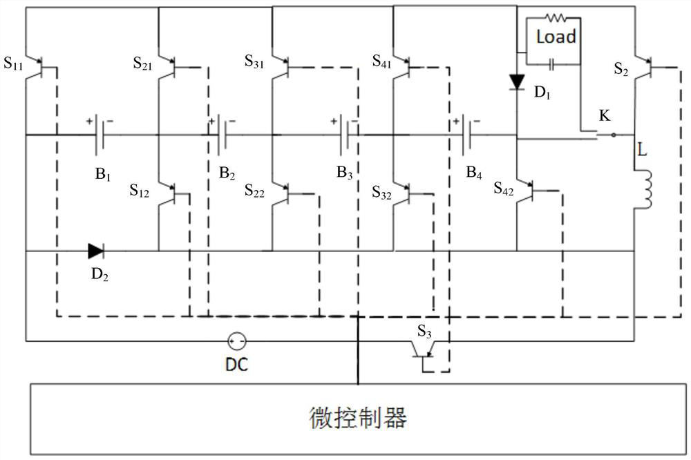 Battery state evaluation system and method based on reconfigurable circuit