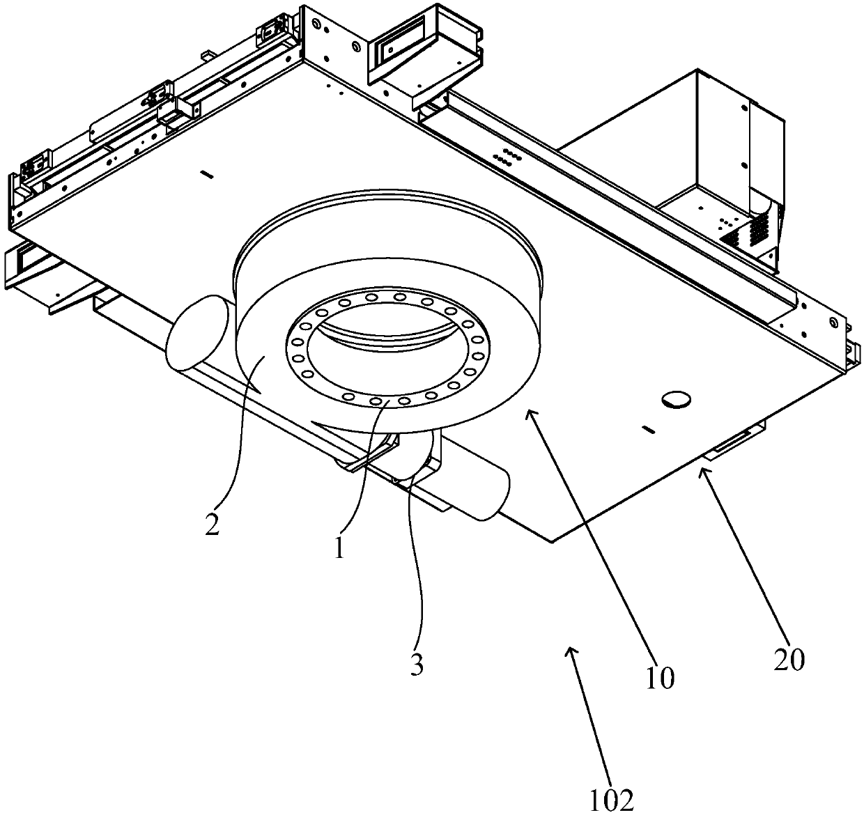 Rotary supporting device, battery tray assembly and battery box quick-change system