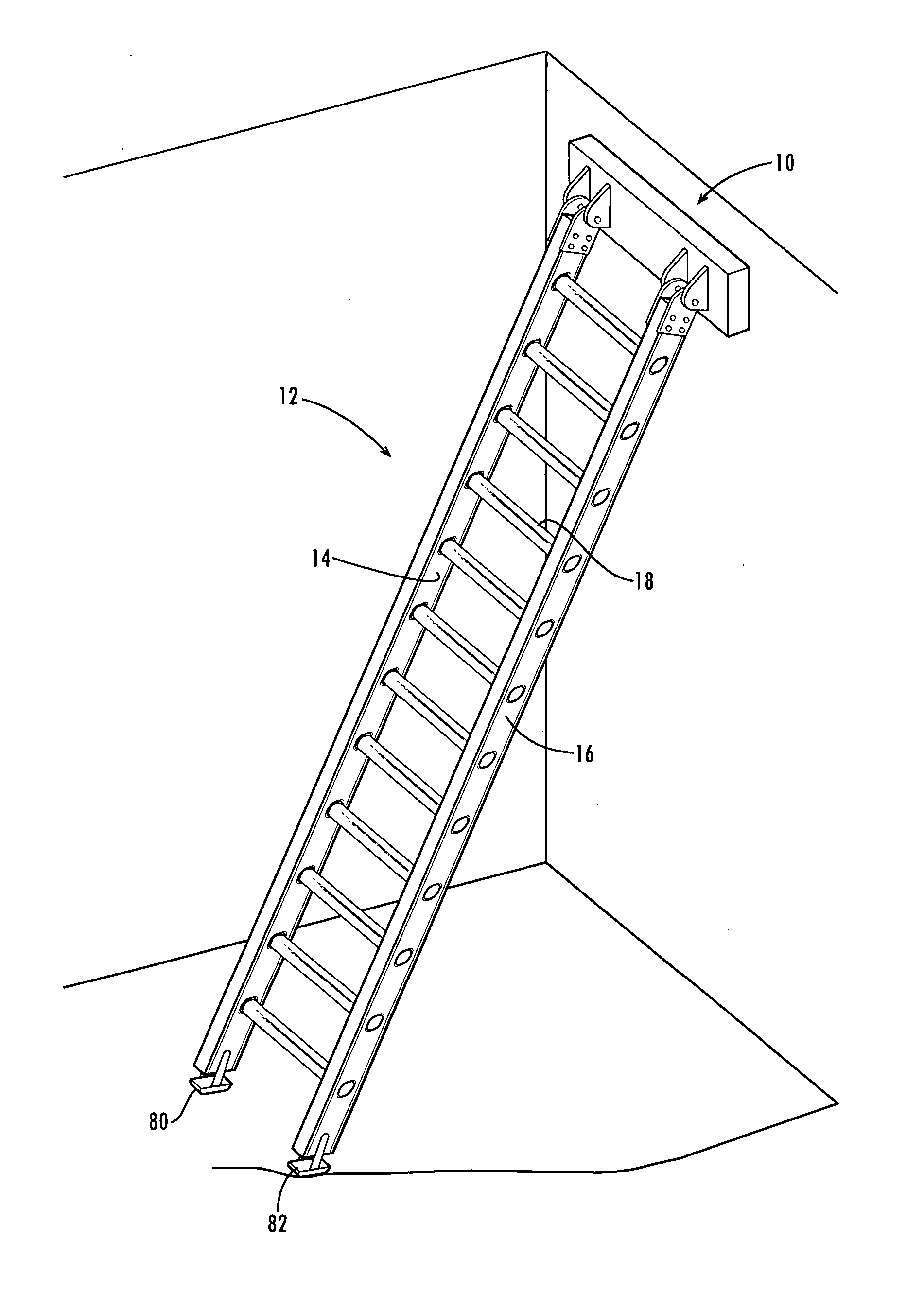 Ladder and safety device therefor