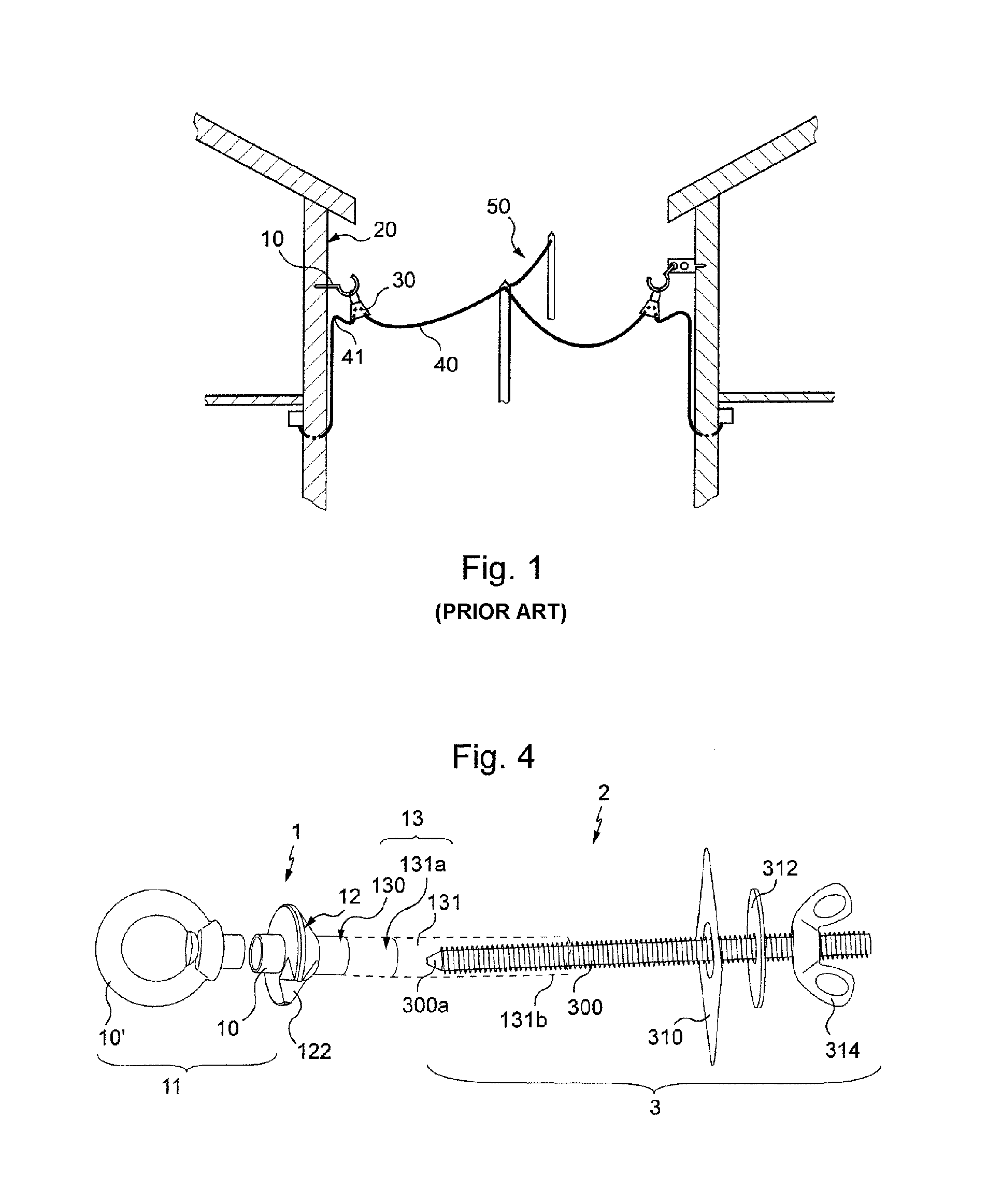 Device, kit and method for anchoring an element on an exterior face of a wall of a building