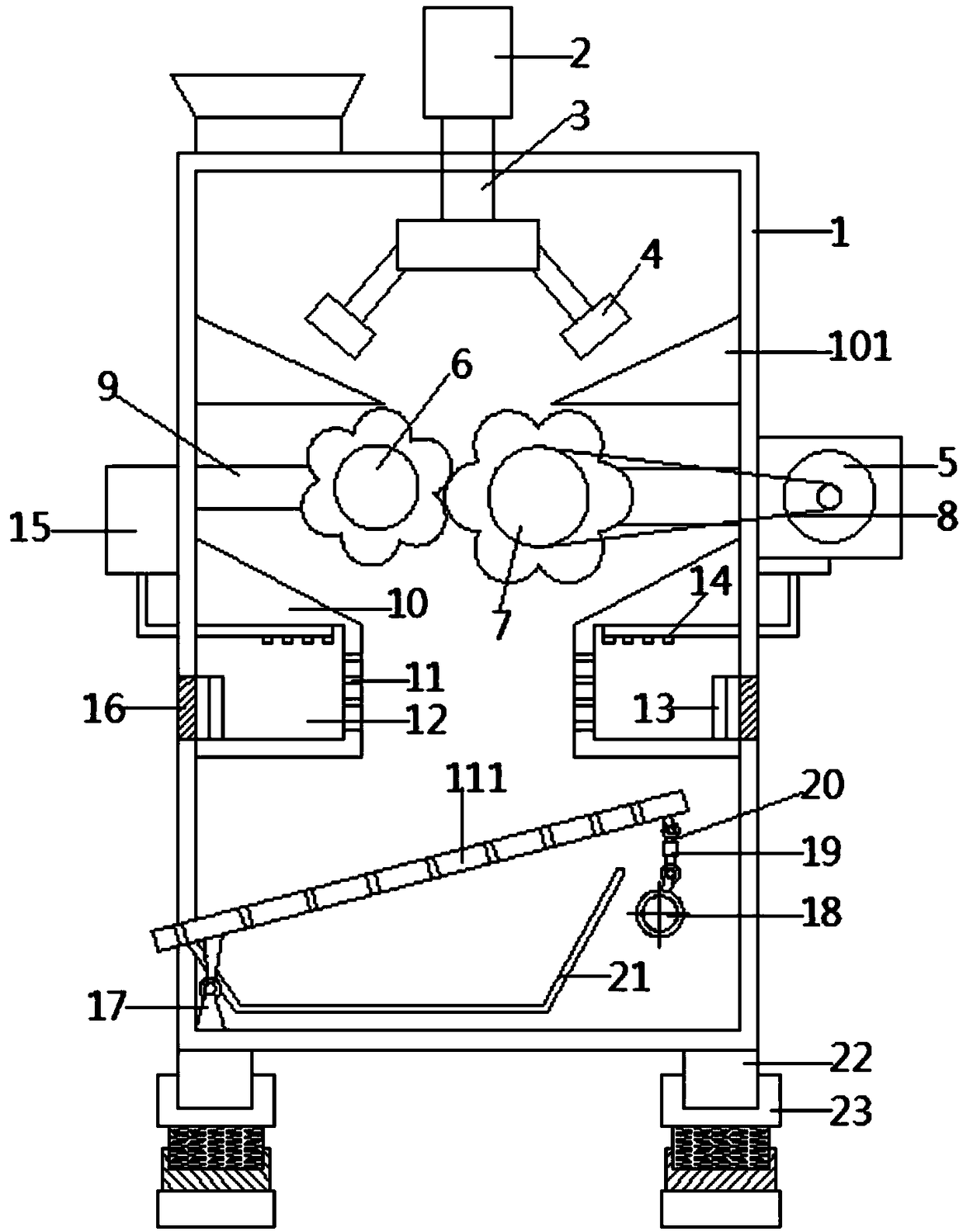 Efficient ore crusher with damping device