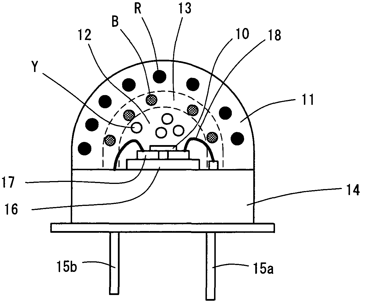 Light-emitting device including light-emitting diode and stacked light-emitting phosphor layers