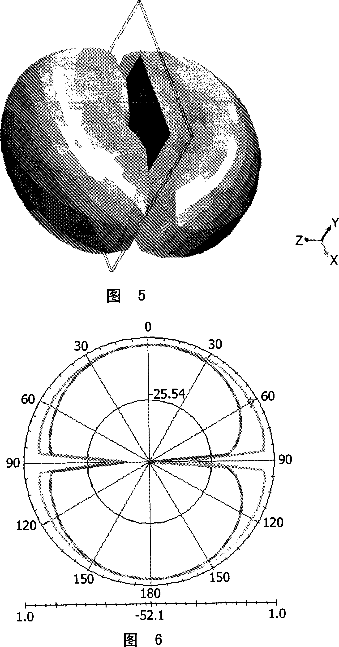 Antenna having conductive planes connected by a conductive bridge