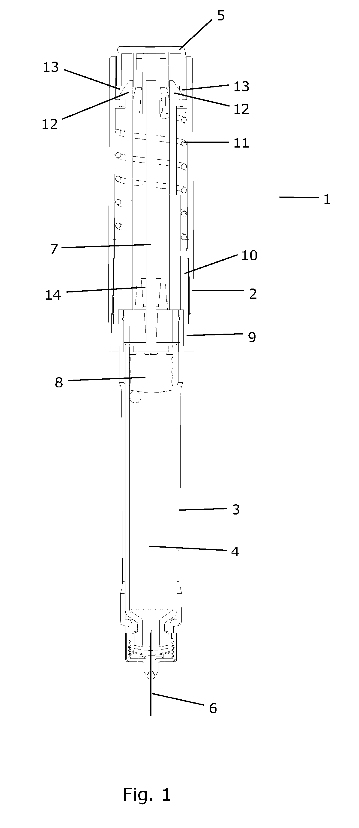 Device for injecting apportioned doses of liquid drug