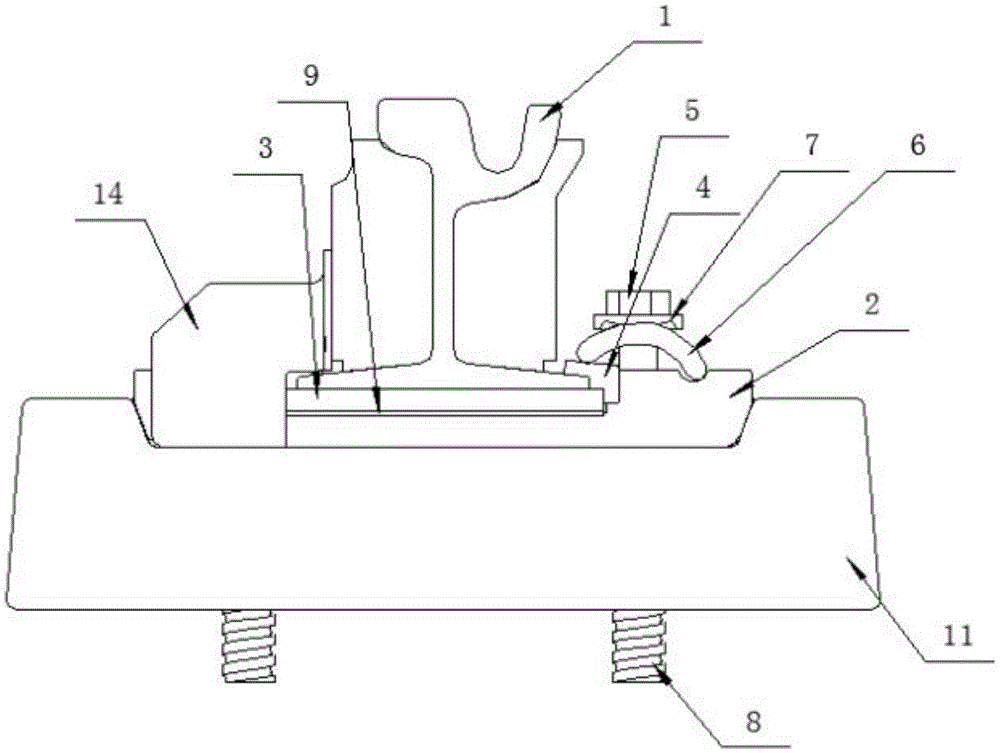 Modern tram trough type steel rail fastener