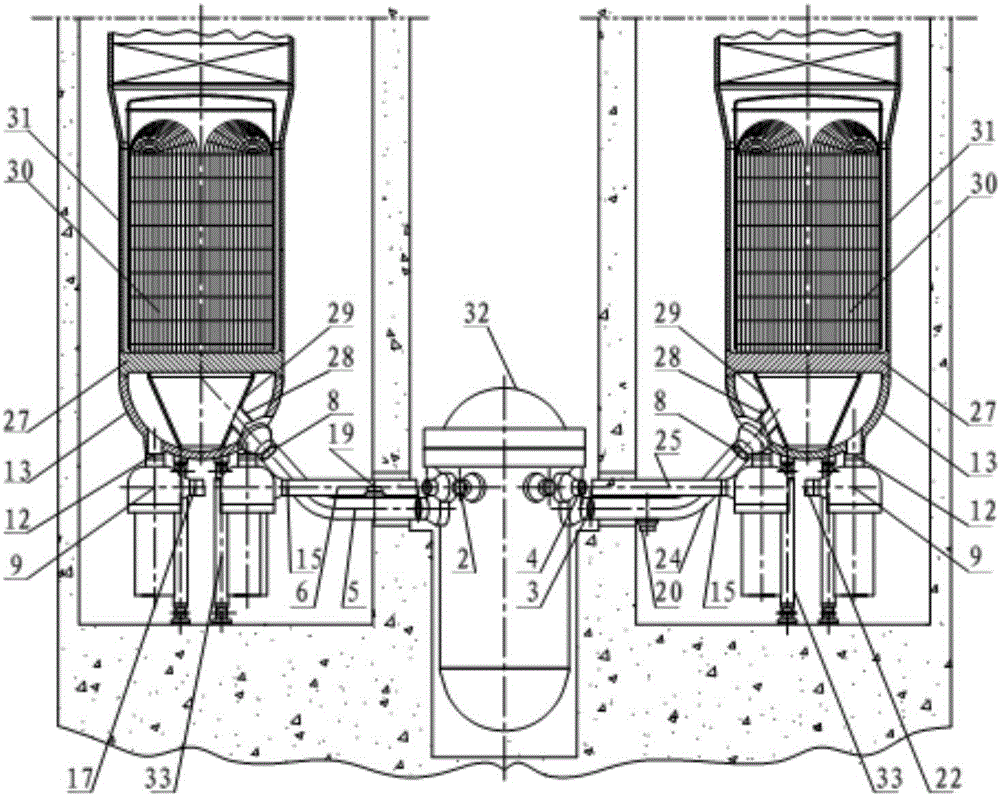 Loop arrangement for reactor coolant of passive PWR (pressurized water reactor) nuclear power plant