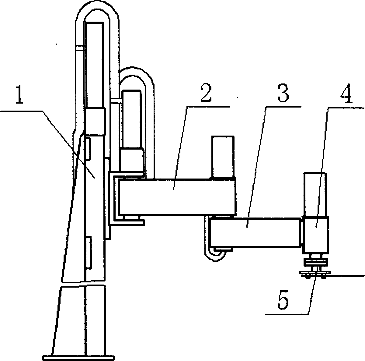 Five-coardinate space positioning robot mechanism