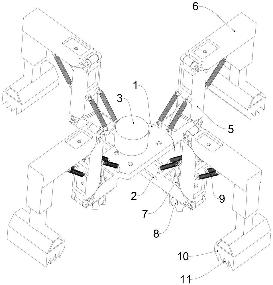 Quadruped robot driven by rotary rolling diaphragm and multi-gait driving method of quadruped robot