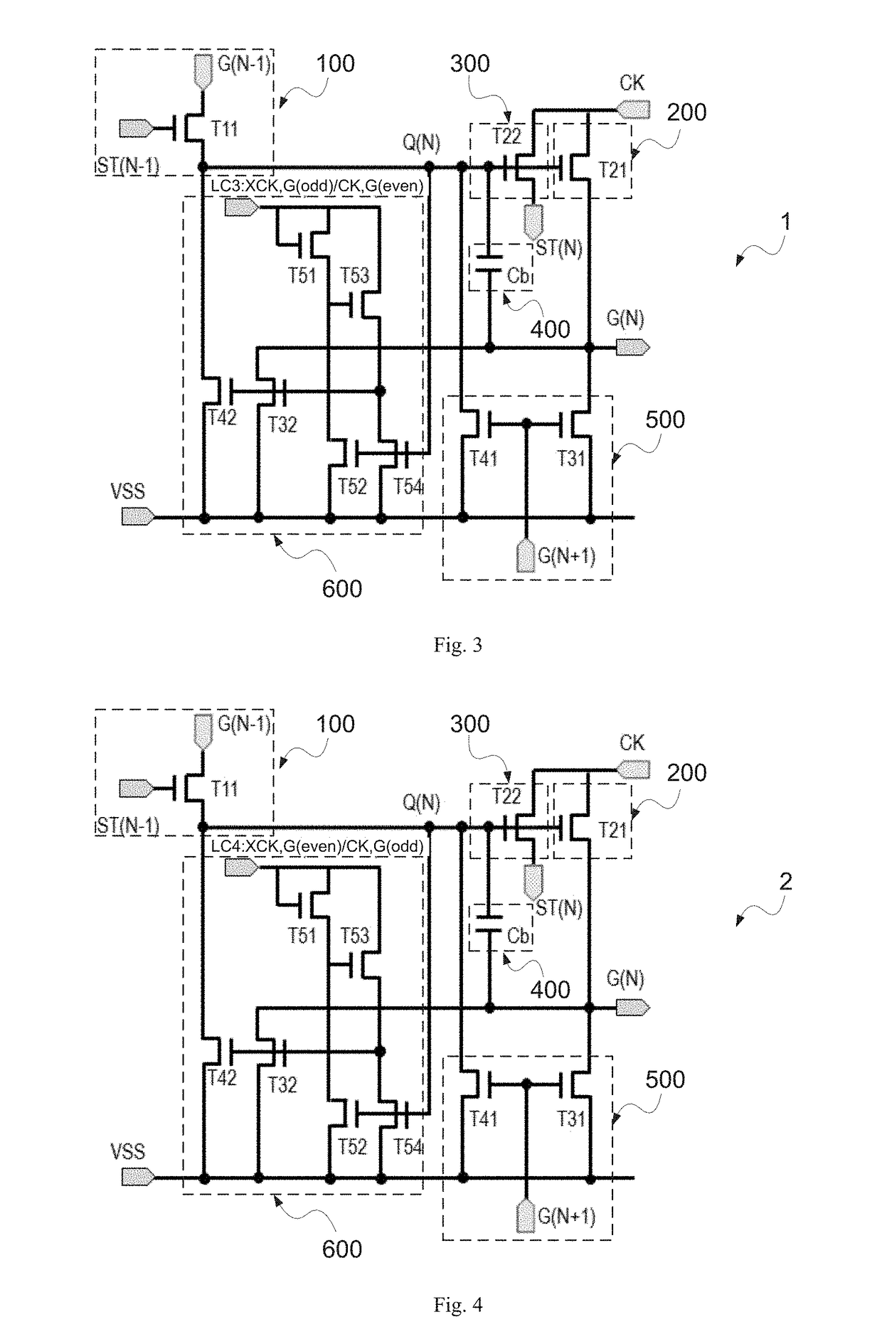 Double-side gate driver on array circuit, liquid crystal display panel, and driving method