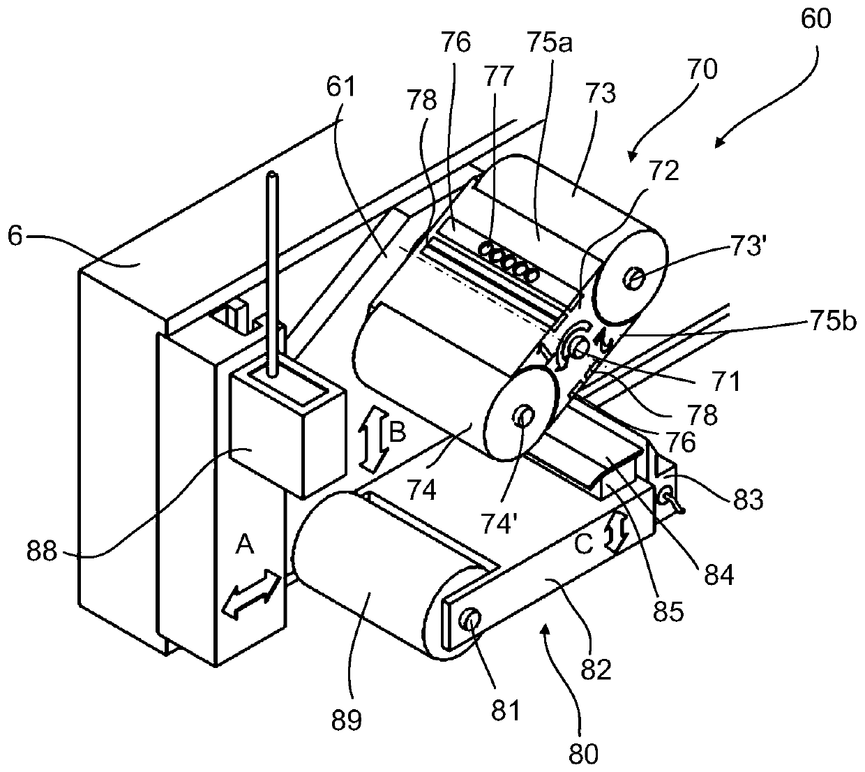 Device and method for fitting a strip to a tread