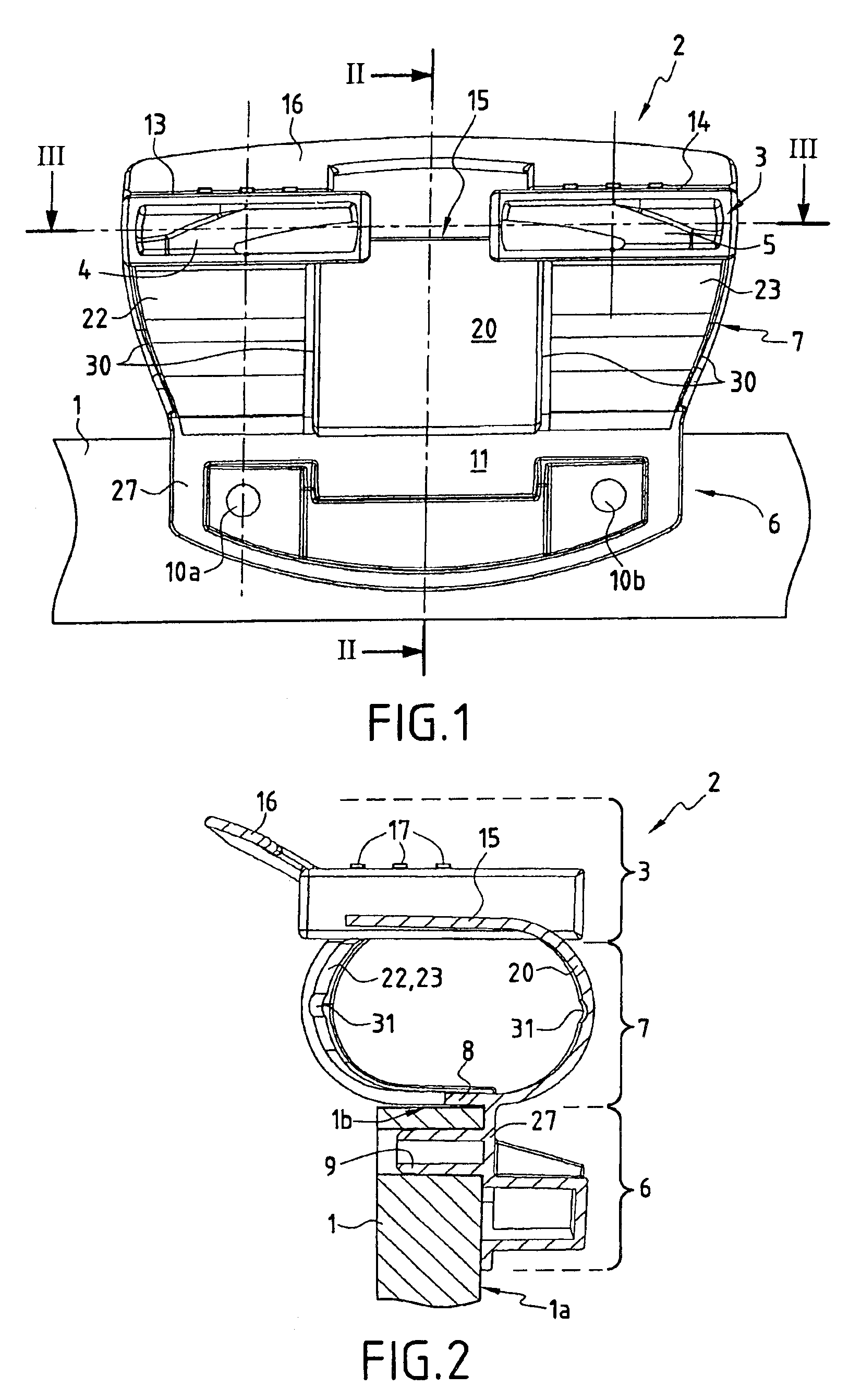 Suspension device for a two-slat unit