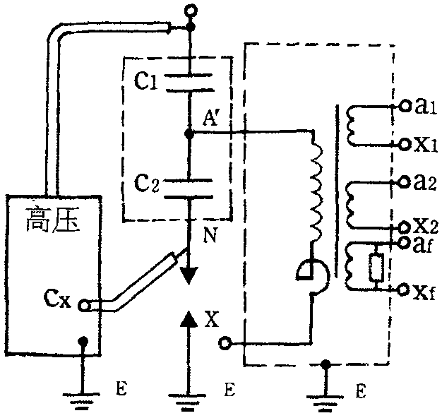 Method for measuring electric capacity and dielectric loss of capacitance type voltage transformer