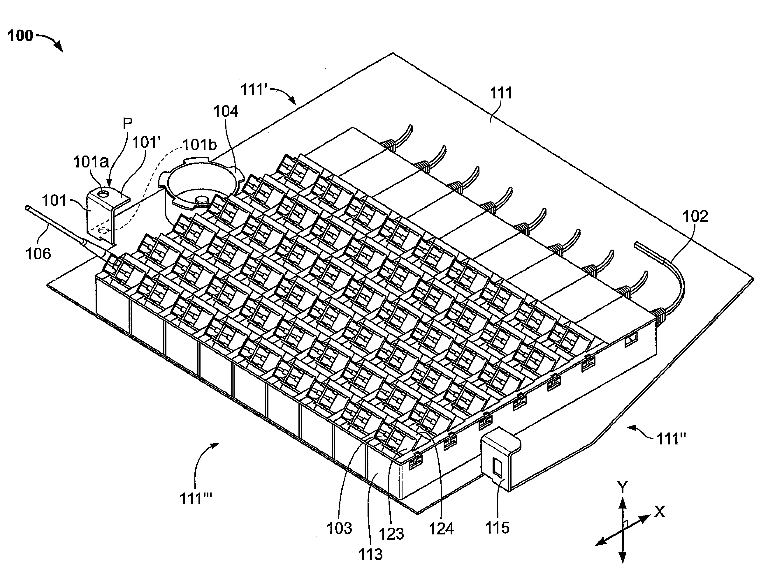 Horizontal fiber optic patching assembly