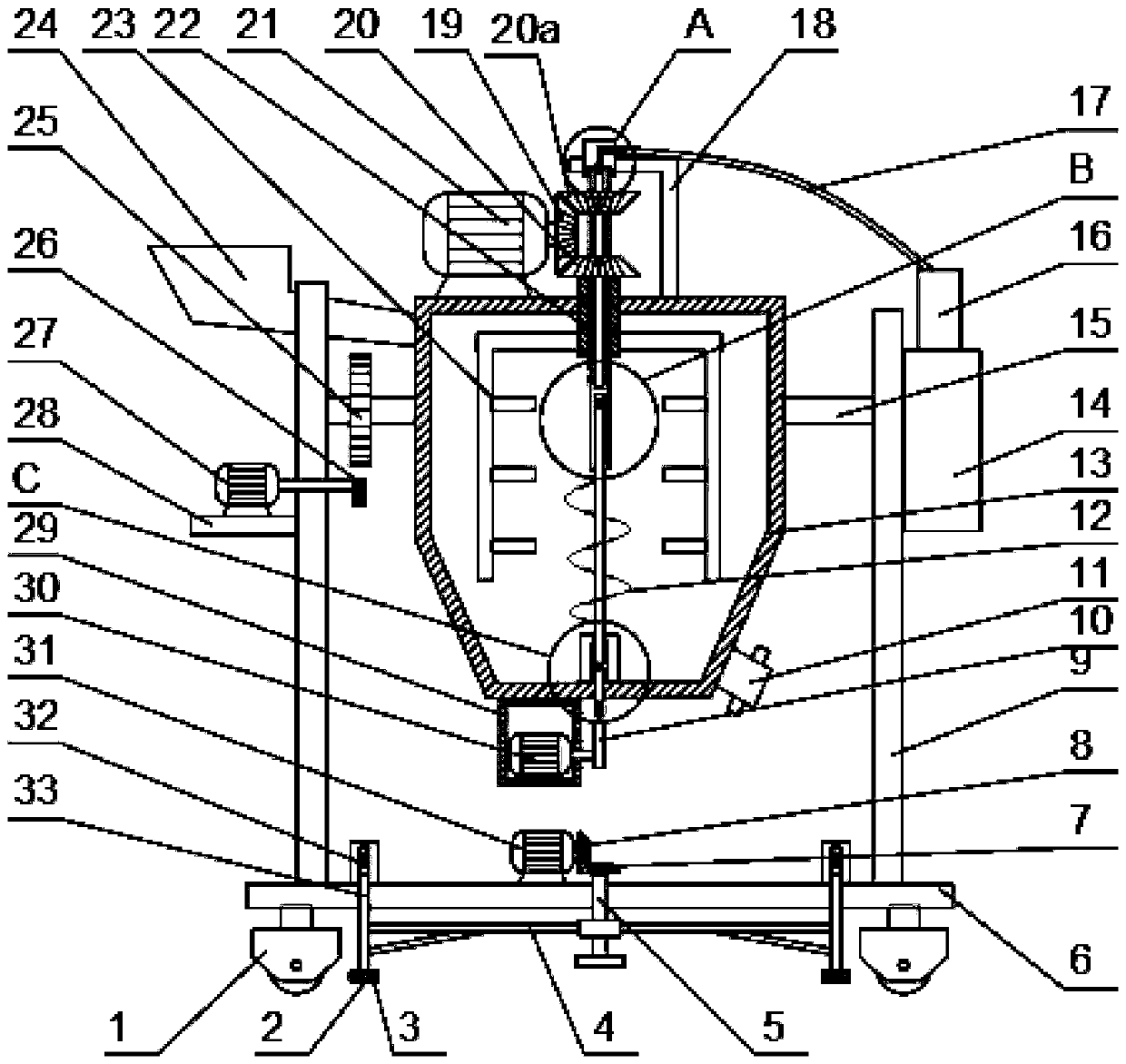 Uniform mixing type concrete stirring device