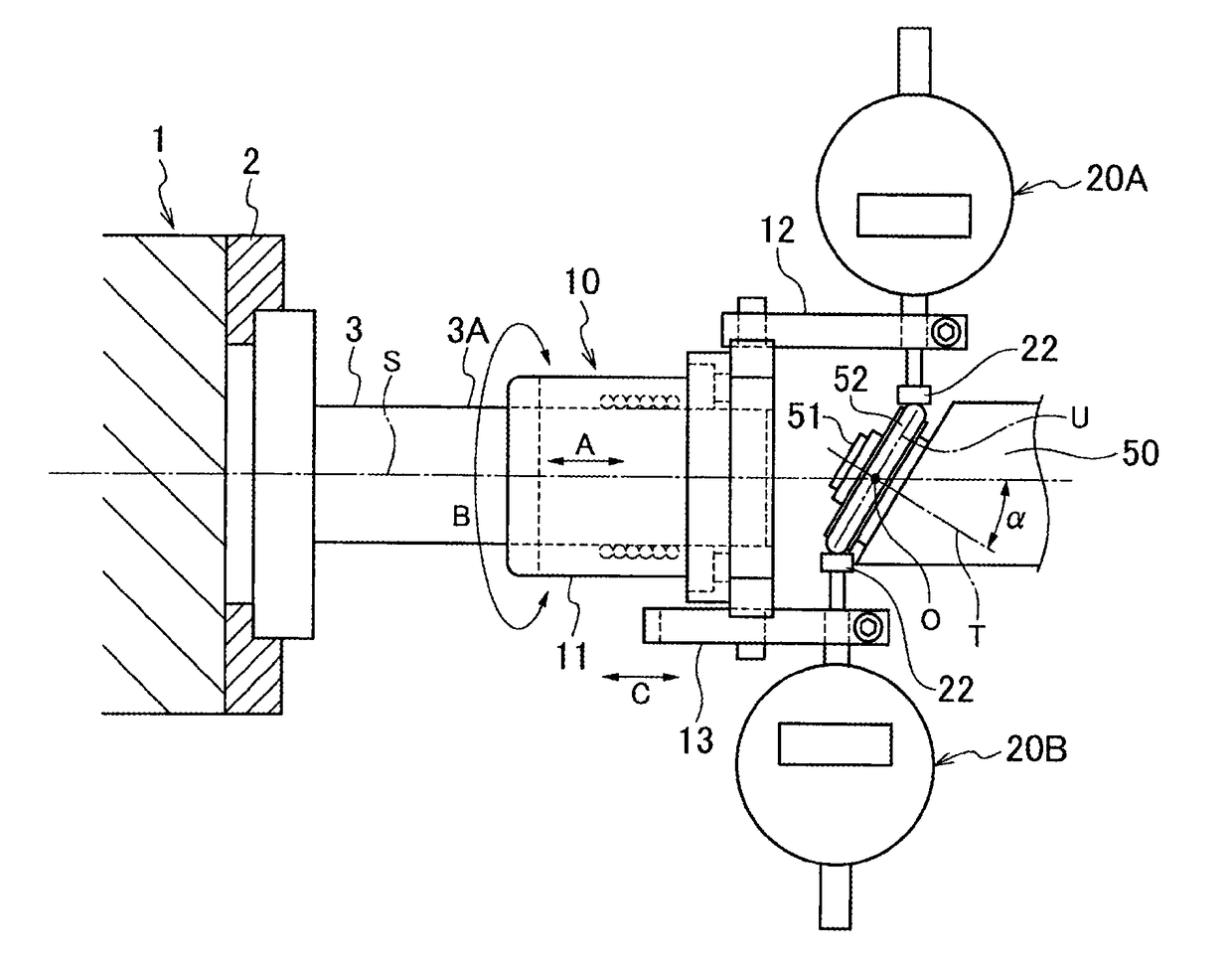 Method for centering grinding wheel in thread grinder and measurement device for centering