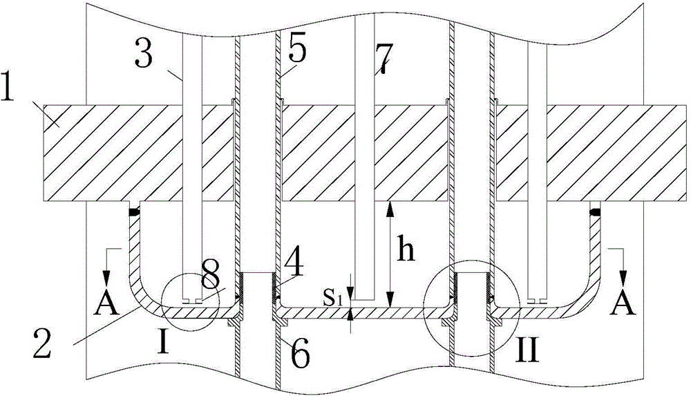 High-temperature fire tube type waste heat boiler tube plate cooling room