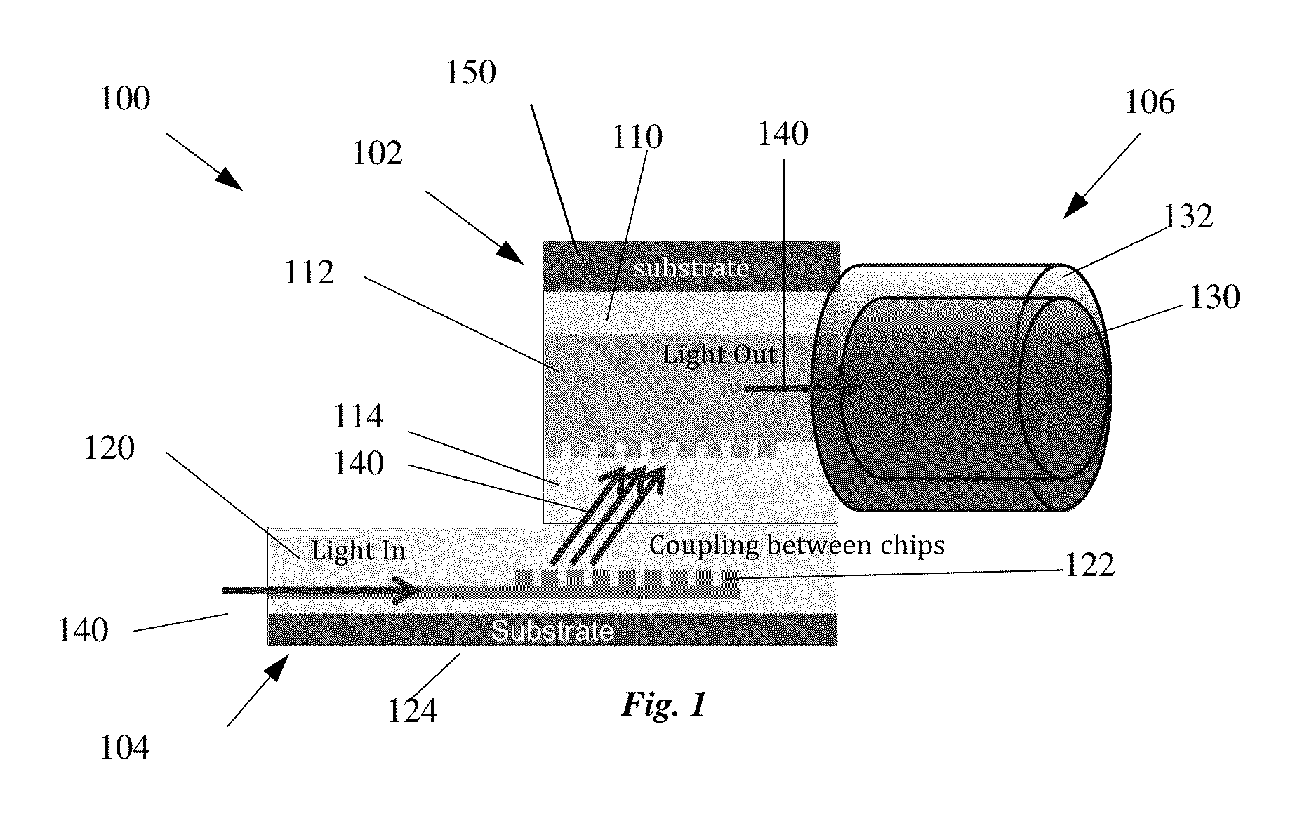 Stacked photonic chip coupler for SOI chip-fiber coupling