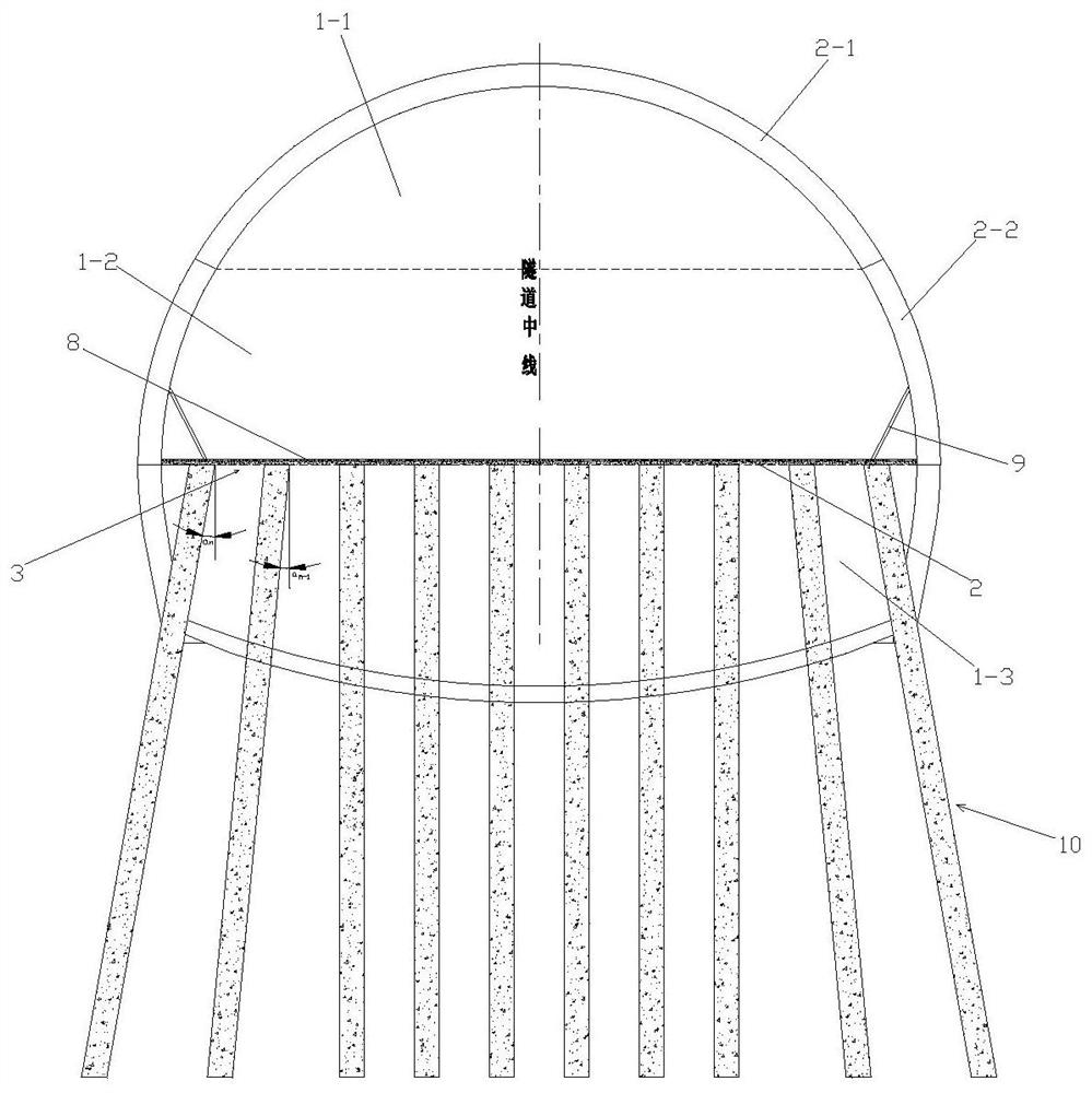 Construction method for reinforcing silty clay tunnel through jet grouting piles on middle step