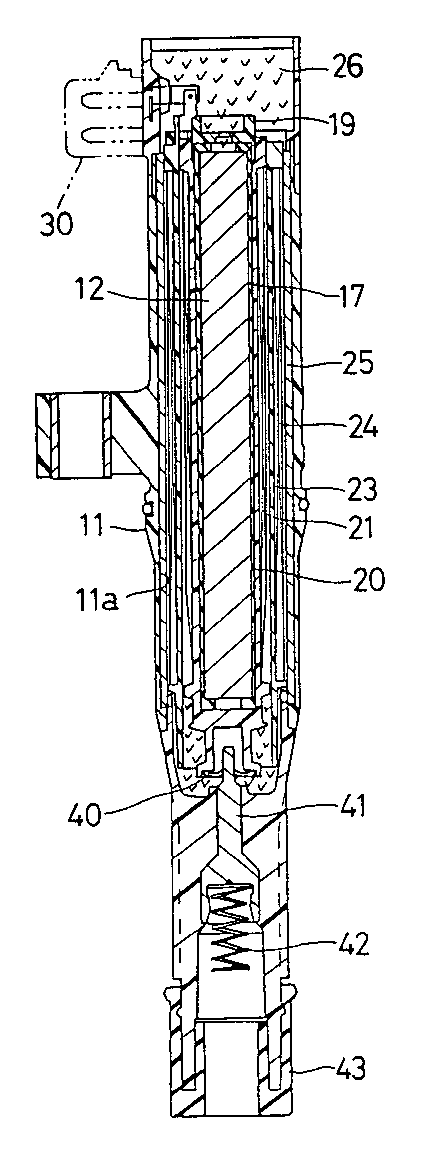 Stick-type ignition coil having improved structure against crack or dielectric discharge