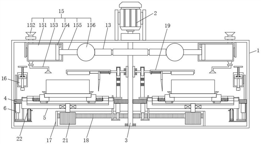 Round cake automatic smearing and rotating mechanism