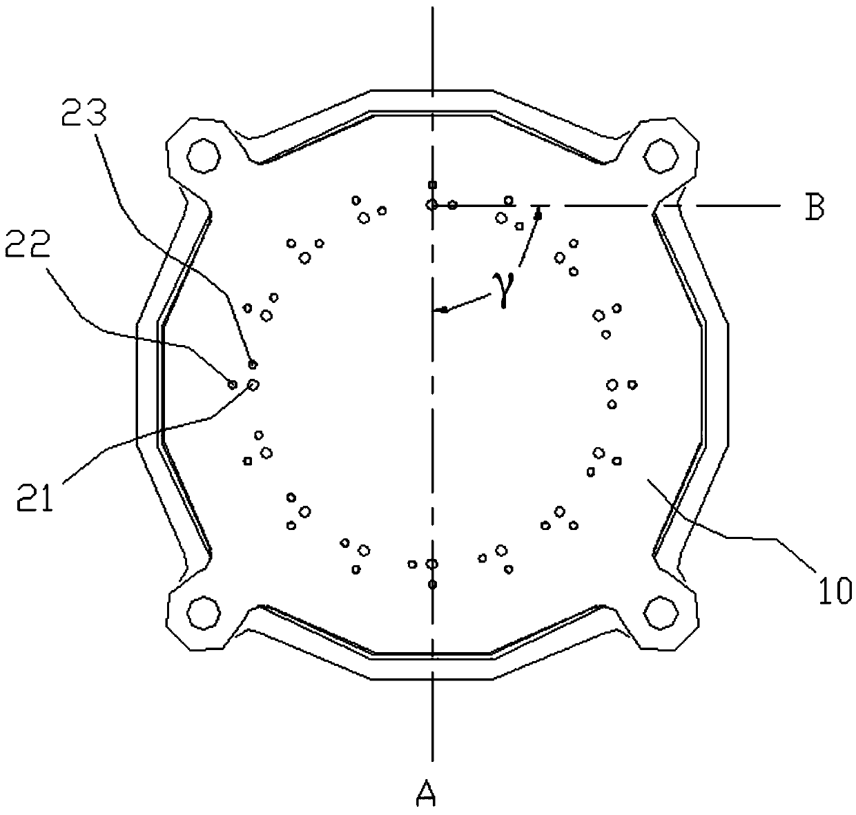 Effluent device with three-dimensional dynamical changing spray