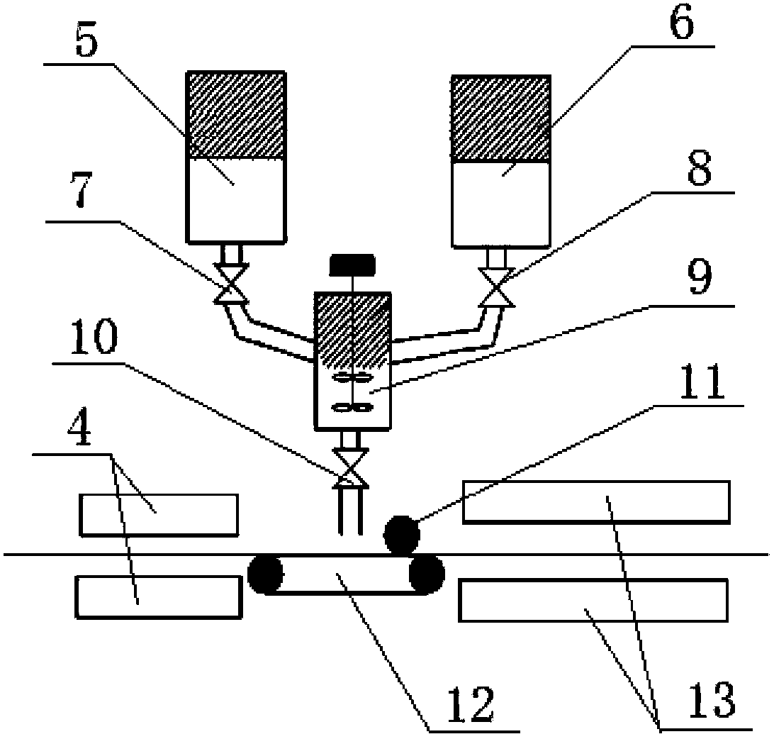 Device for producing continuous fiber fabric reinforced thermoplastic polyurethane