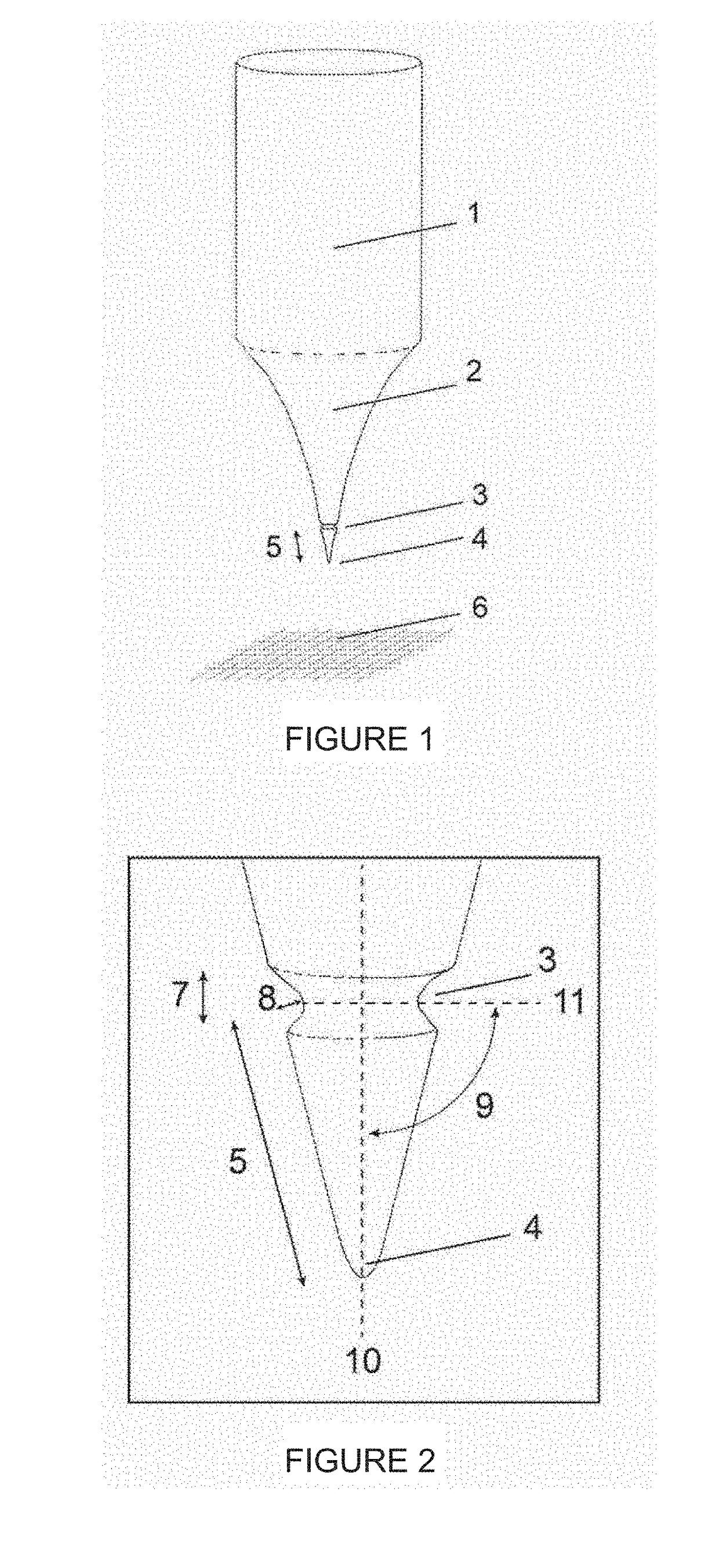 Metallic device for scanning near-field optical microscopy and spectroscopy and method for manufacturing same