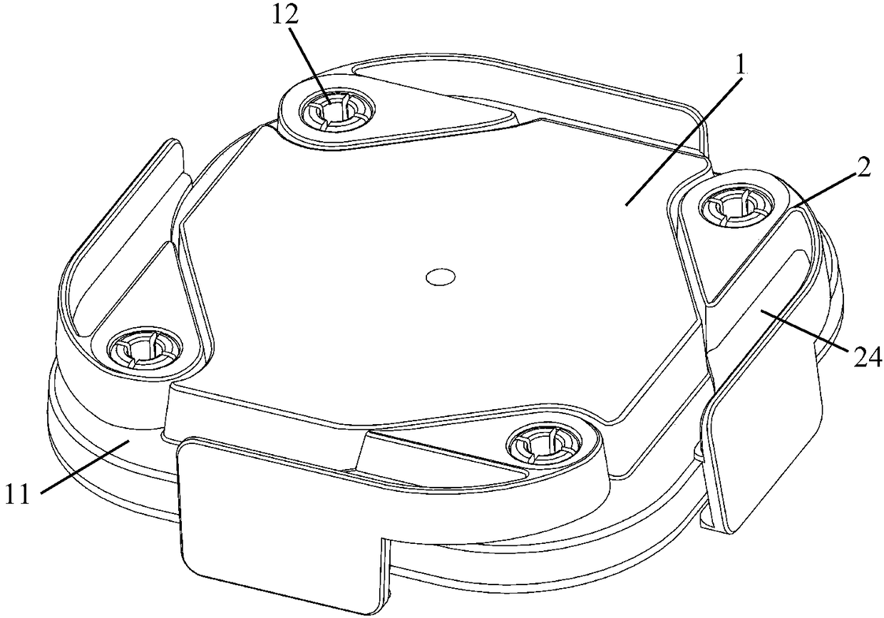 Crisper cover with lock catches achieving side opening and closing through rotating of one-point fixed type vertical shafts