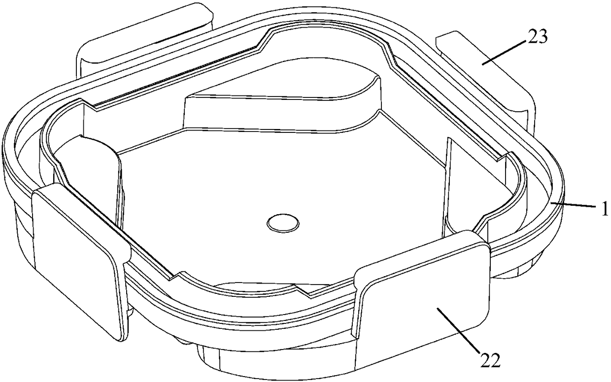 Crisper cover with lock catches achieving side opening and closing through rotating of one-point fixed type vertical shafts