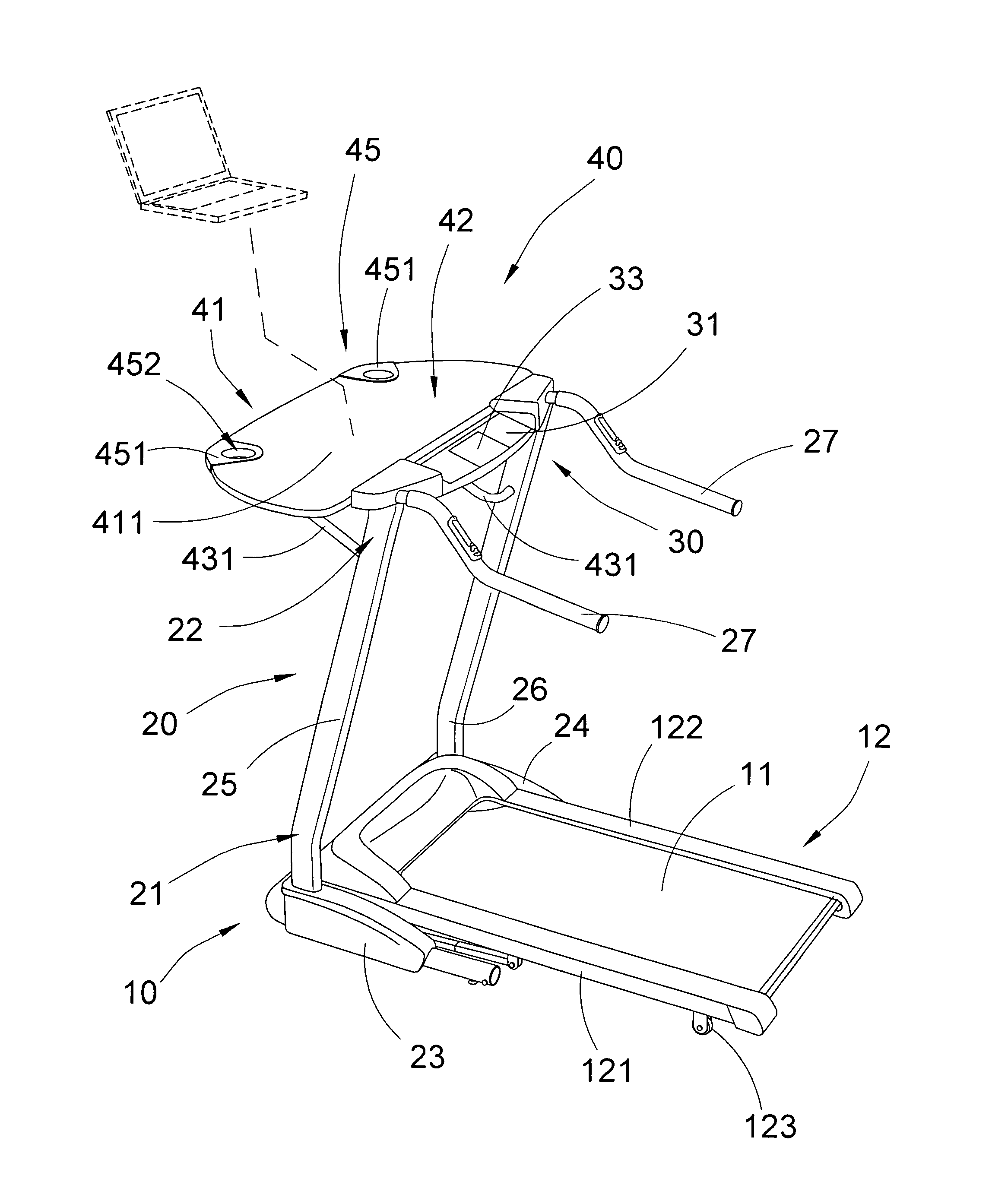 Treadmill with workstation