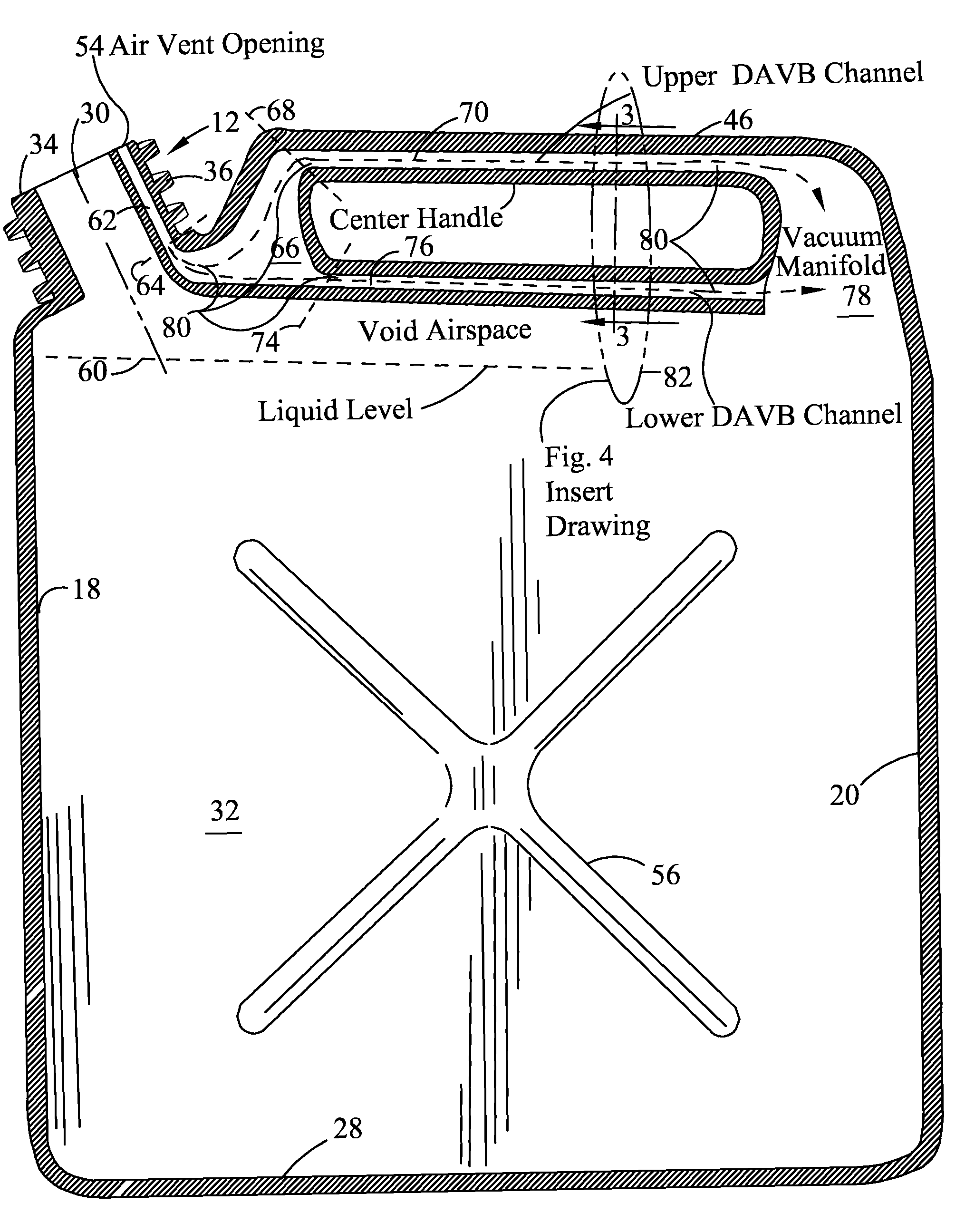 Dual air vent bypass (DAVB) container