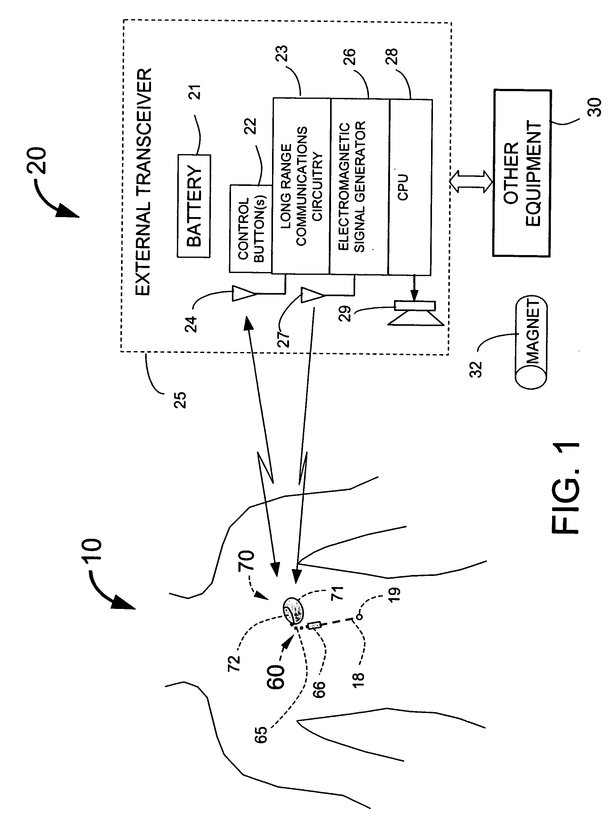 Implantable medical system with long range telemetry