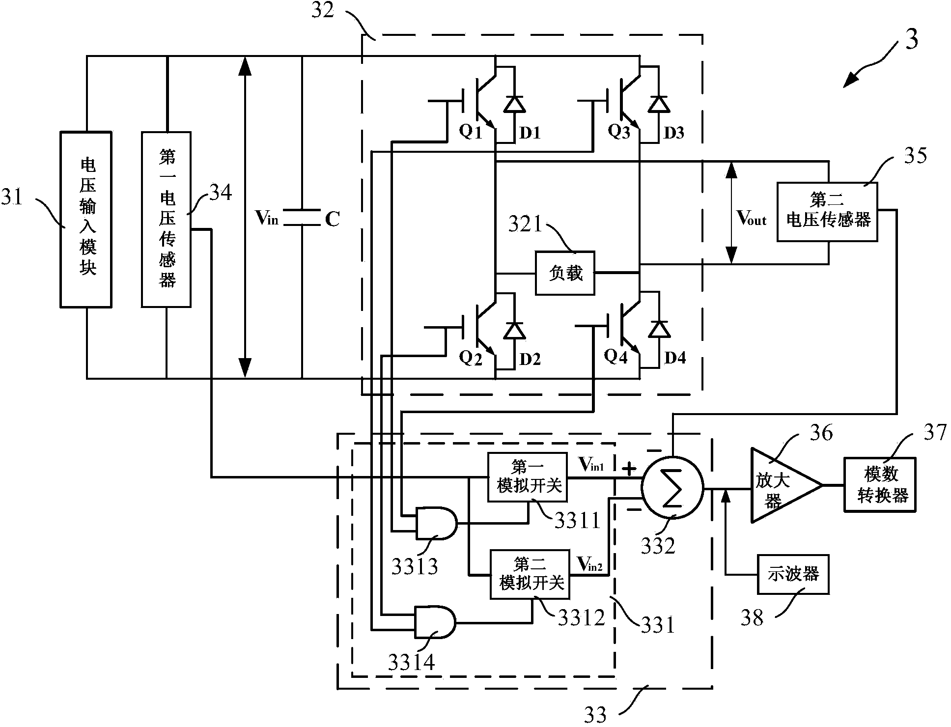 Measuring circuit for breakover voltage drop of semiconductor switch device