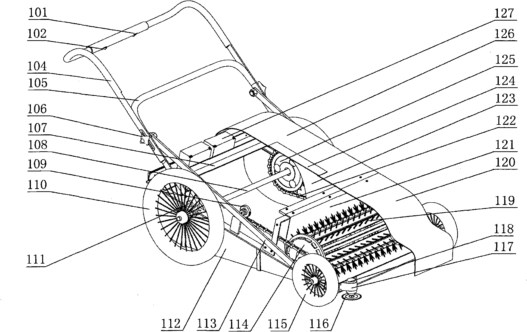 Vehicle for cleaning leaves of lawn