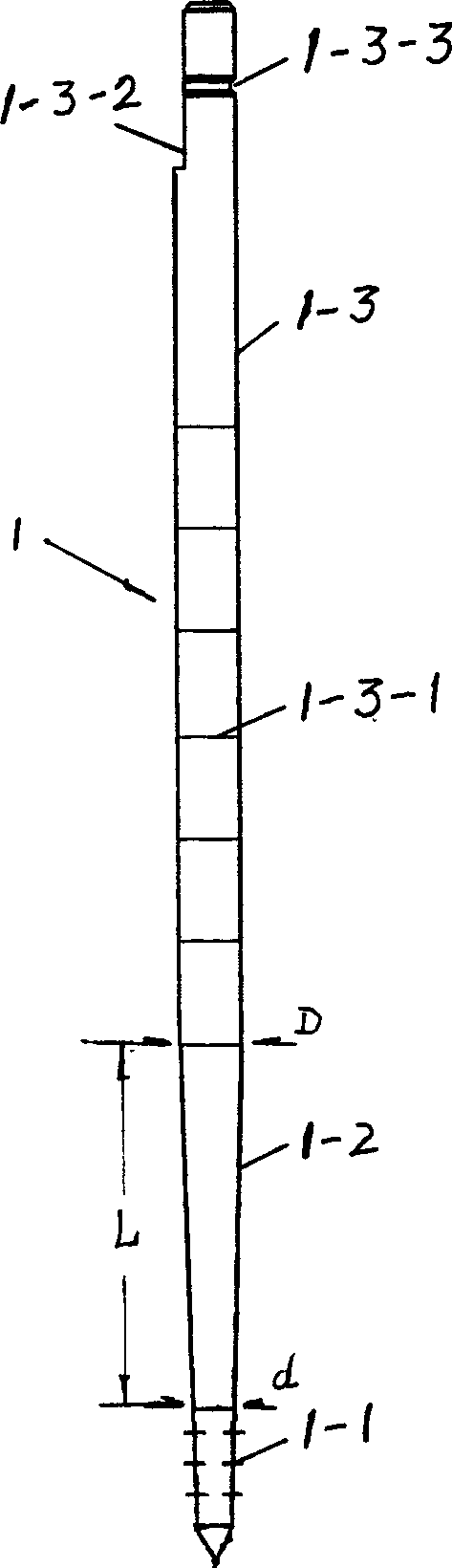 Restorer for vertebral body and puncture needle for pedicle of vertebral arch by prying operation through skin