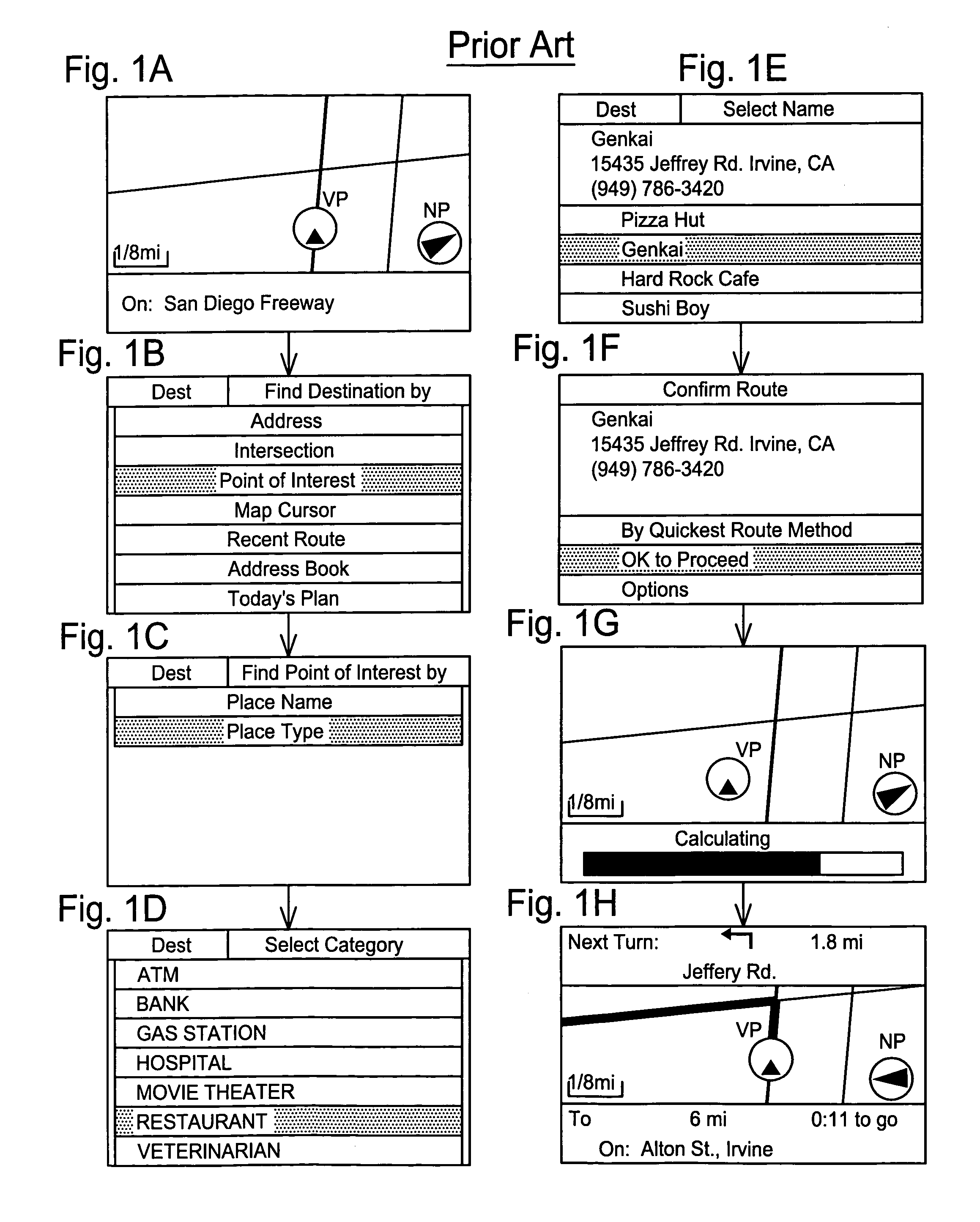 Method and apparatus for displaying route guidance list for navigation system