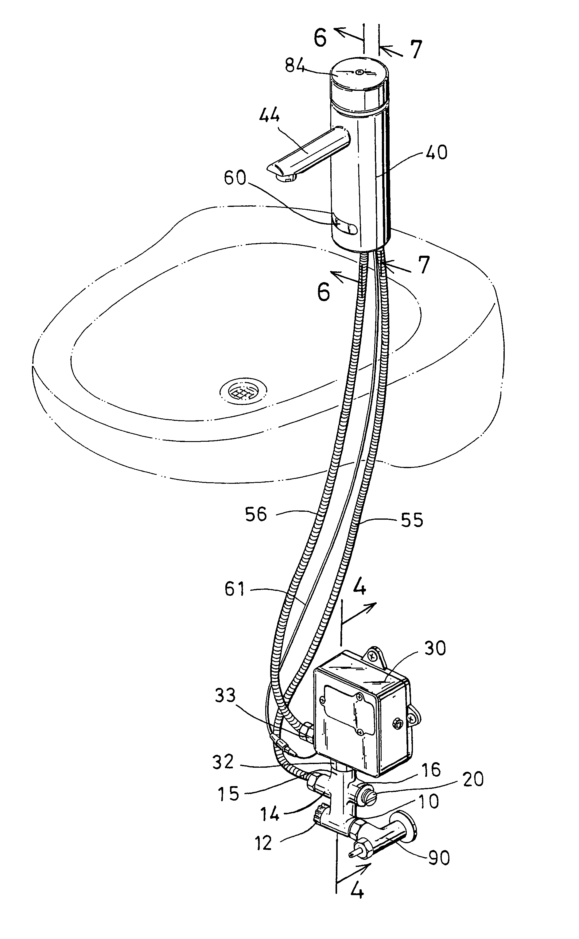 Faucet device operatable either manually or automatically