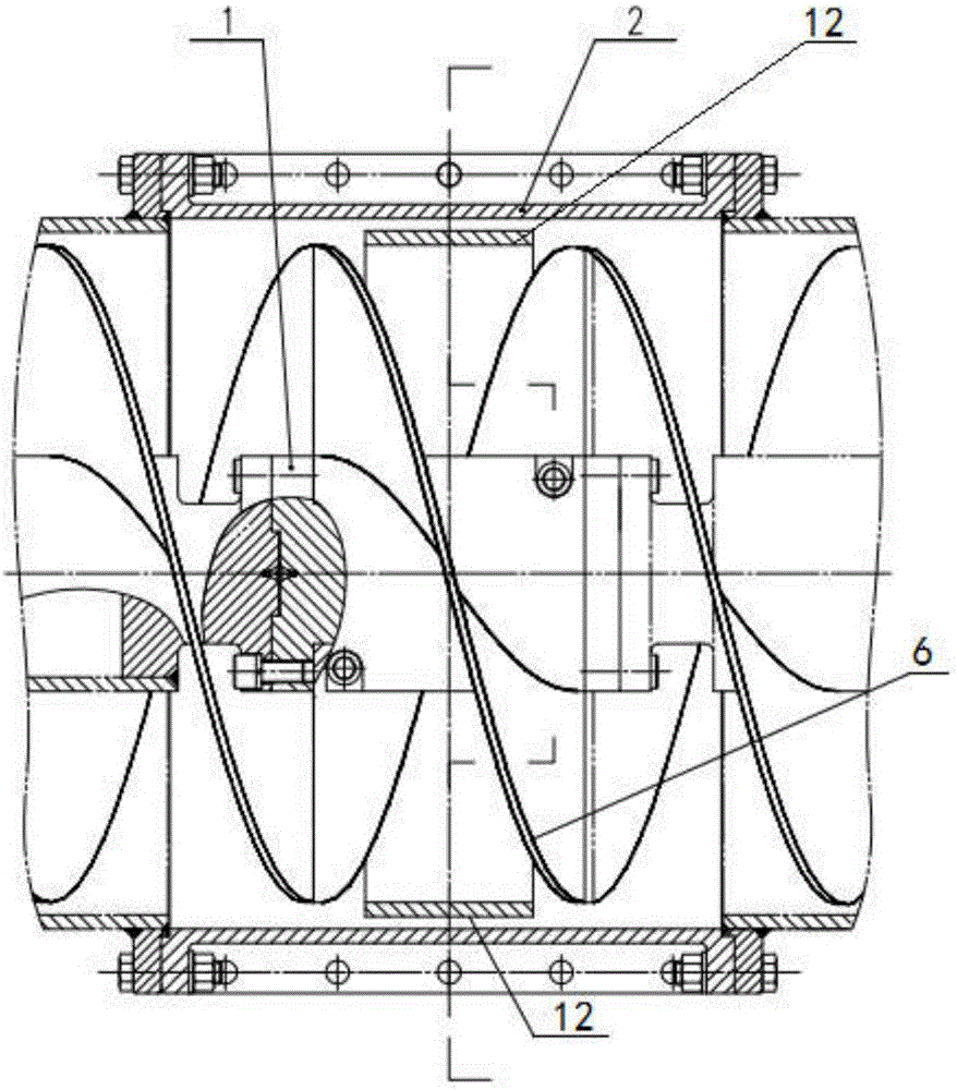 Sliding intermediate supporting system for forced-cooling sliding column of spiral ship unloader