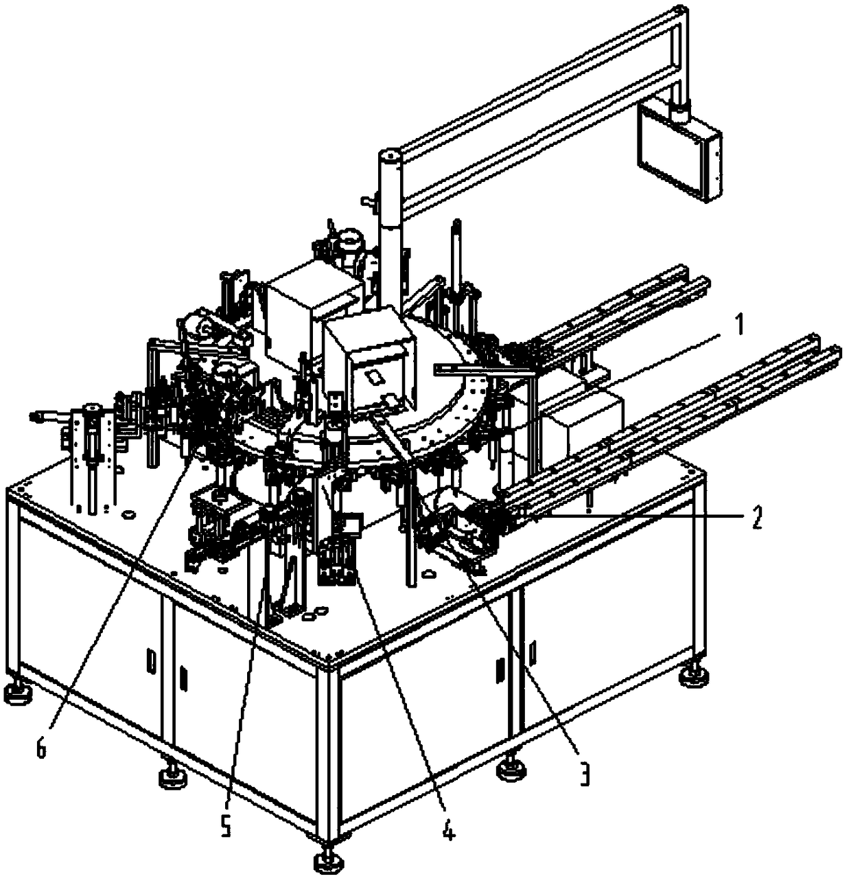 An automatic assembly machine for circular capacitors