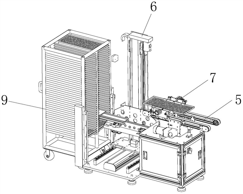 Turnover device for automatic feeding and discharging of heating furnace, and implementation method thereof