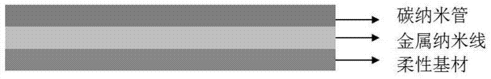 Flexible cnts/metal nanowire composite transparent conductive film, its preparation method and application