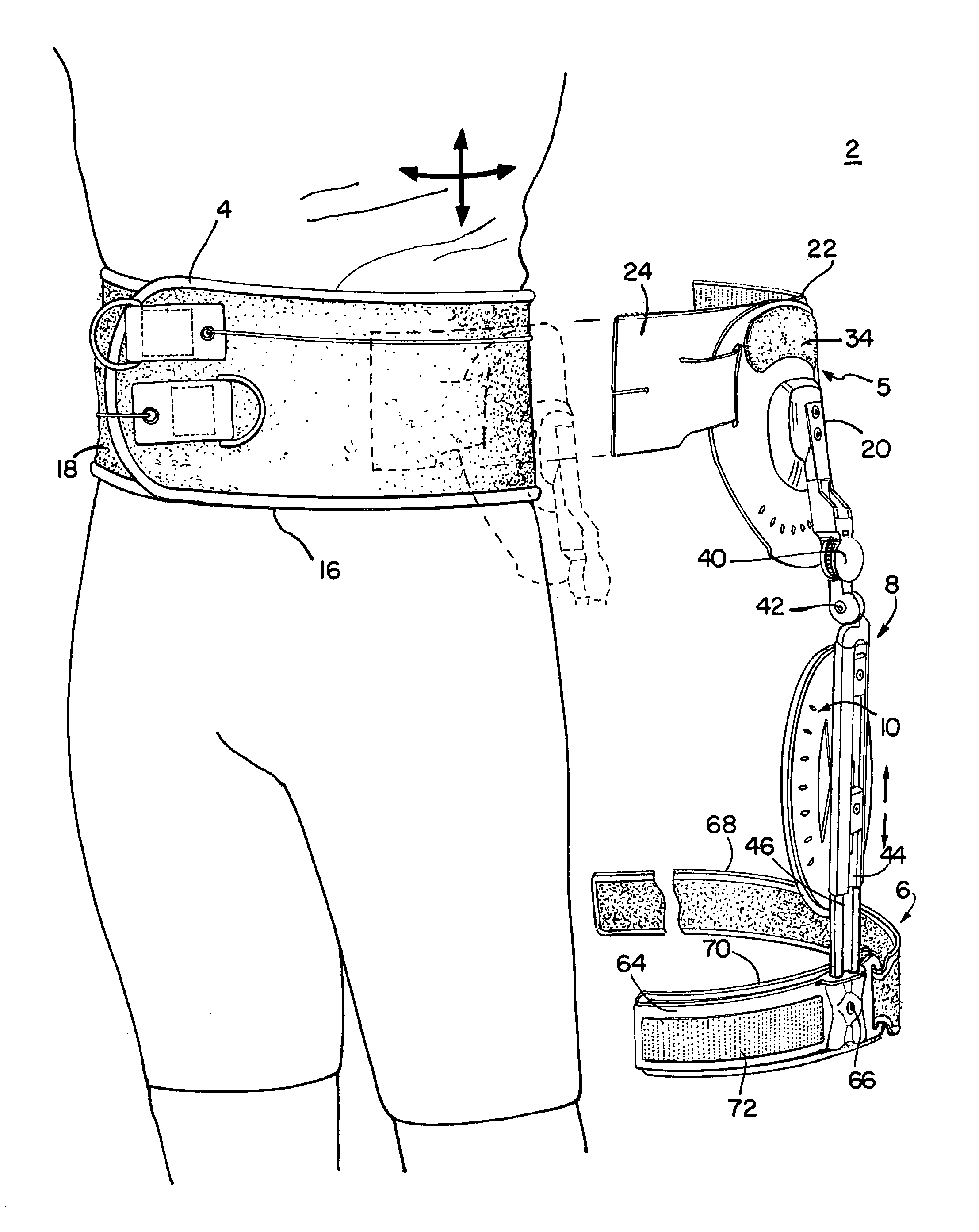 Adjustable multi-component hip orthosis