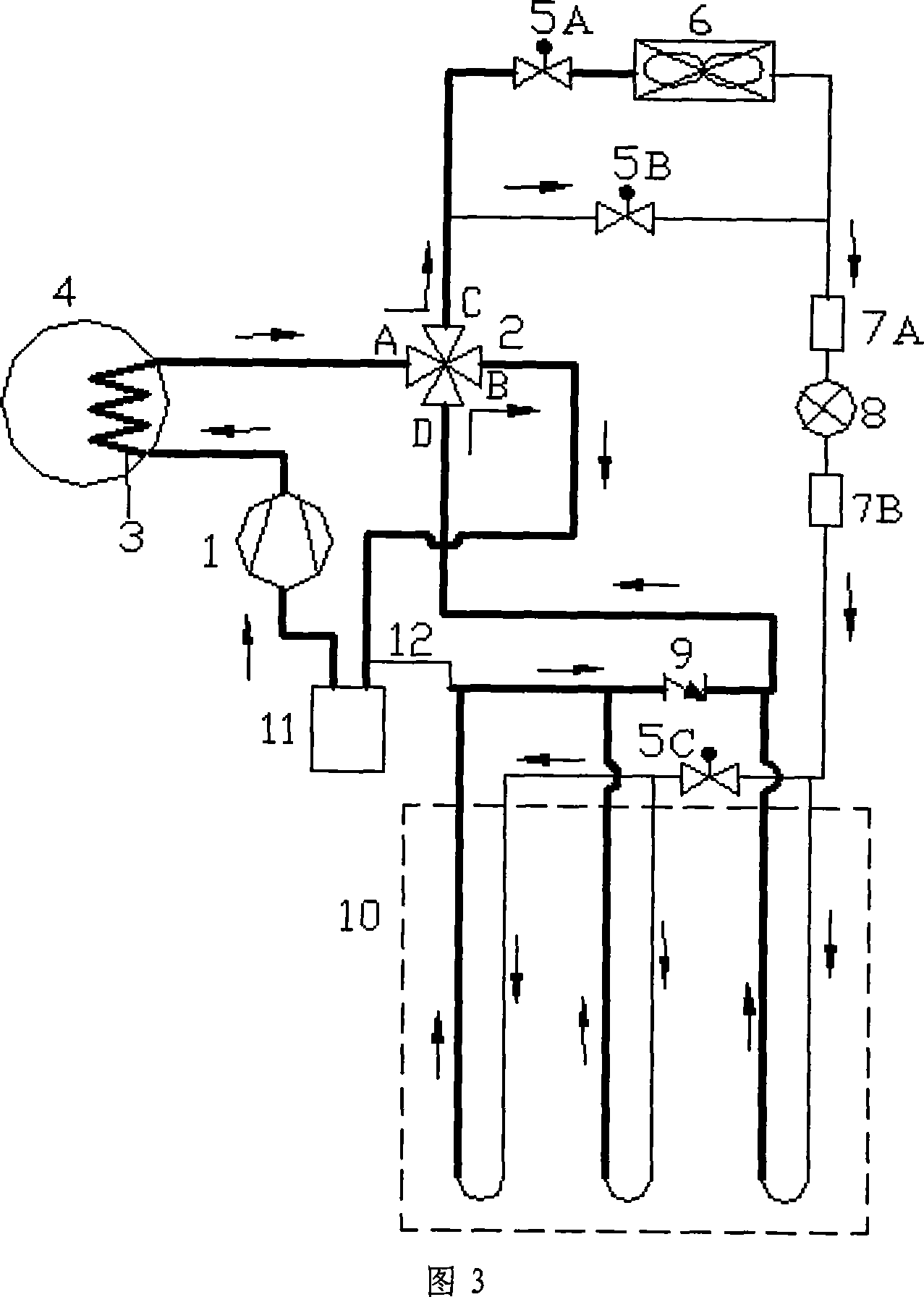 Straight-expanded geo-source hot-pump air-conditioner water heater