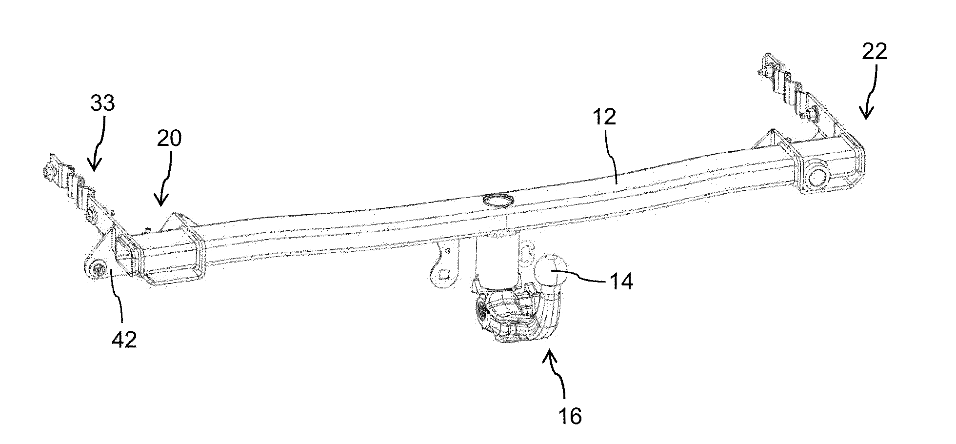 Rear attachment unit for a motor vehicle