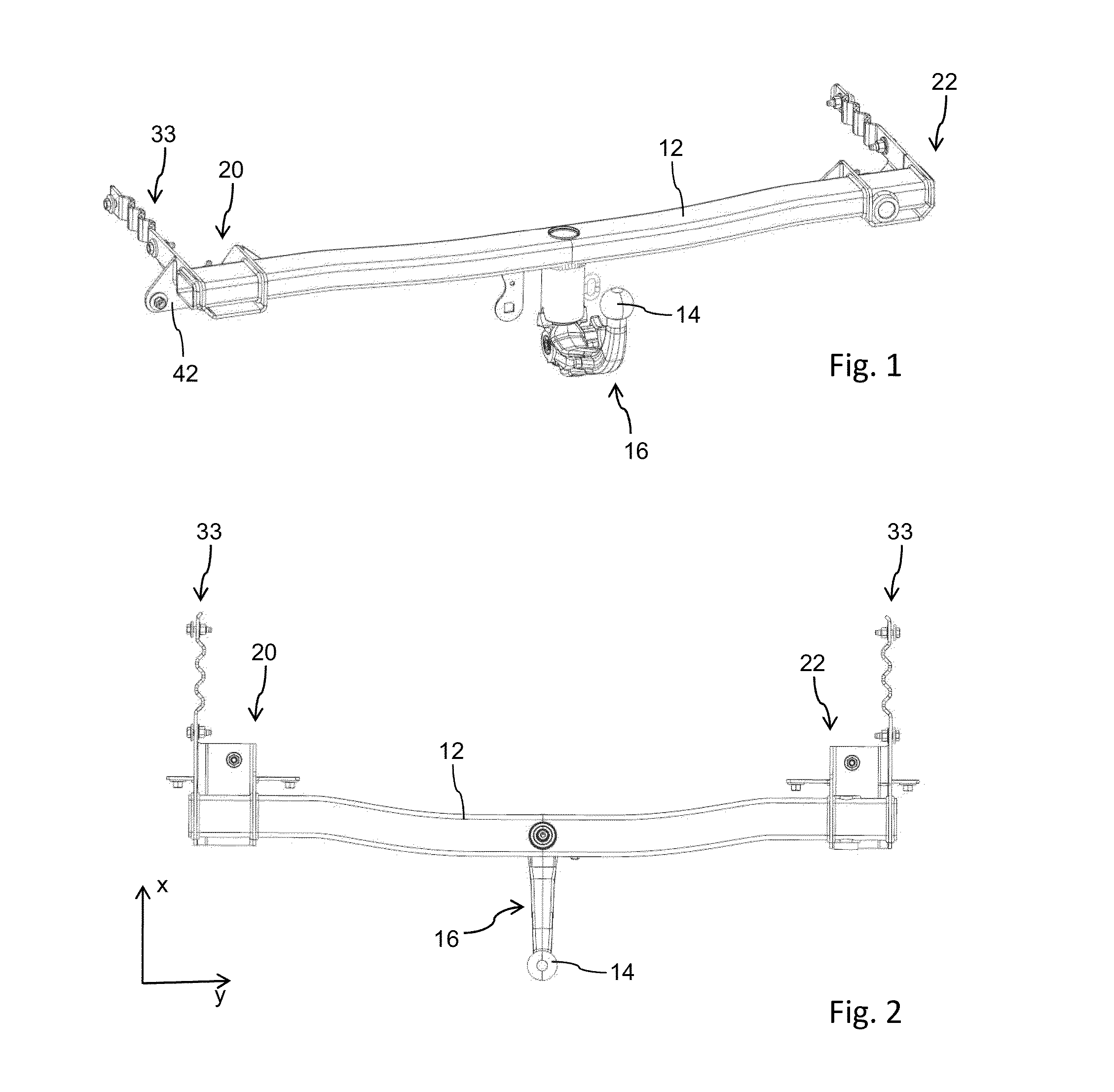 Rear attachment unit for a motor vehicle